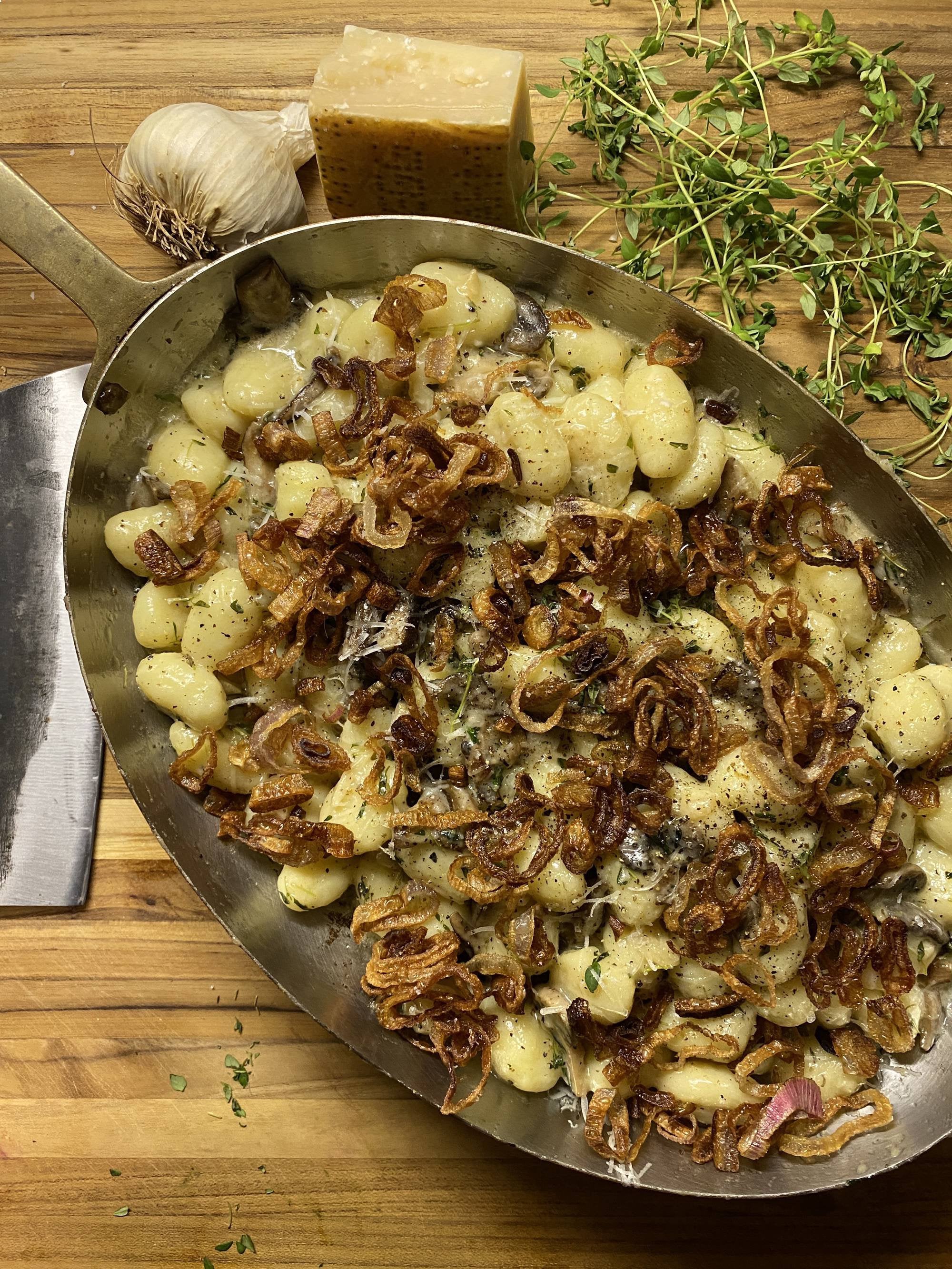 Gnocchi with mushroom and crispy shallot Dining and Cooking