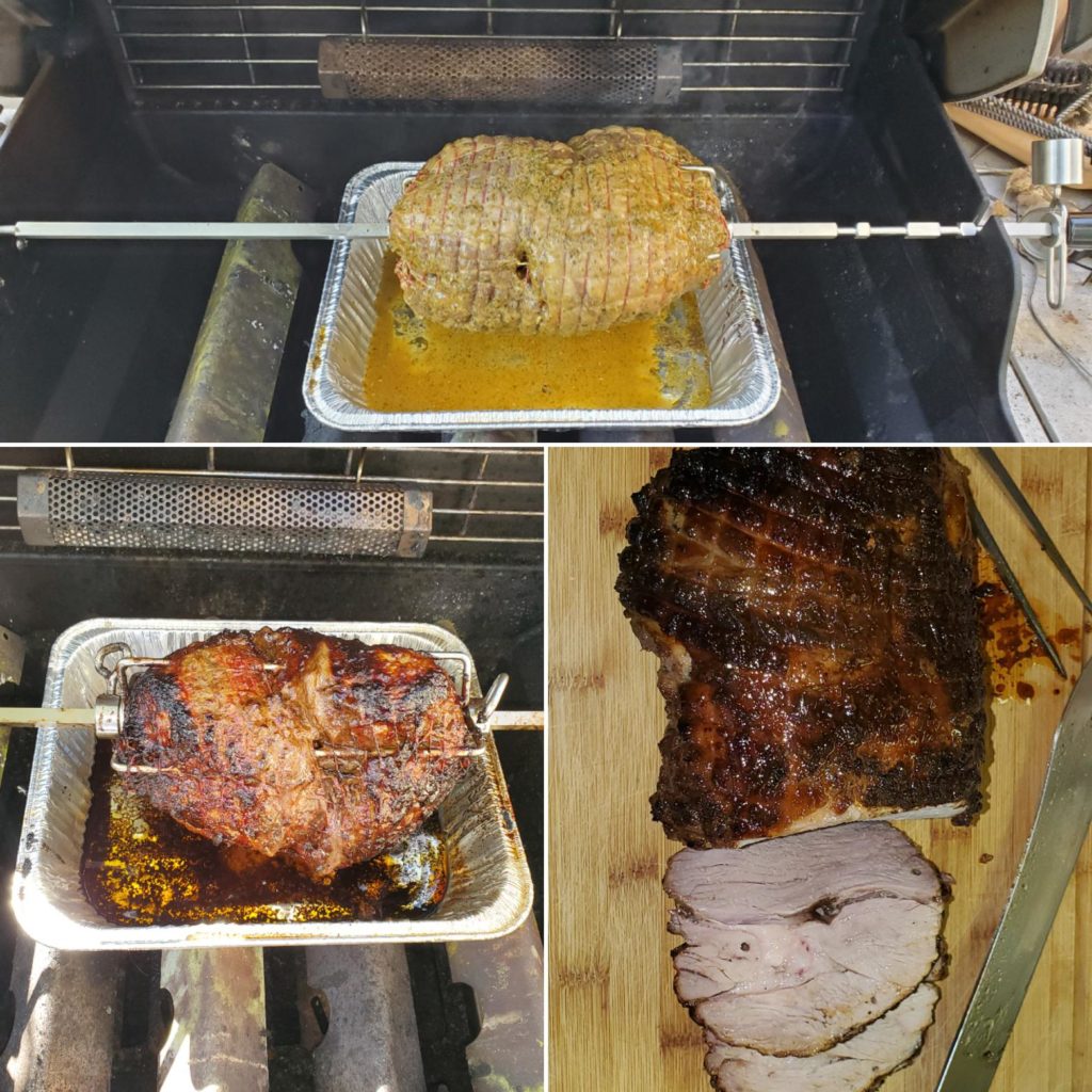 First time using Rotisserie on the grill & first time cooking a leg of lamb.