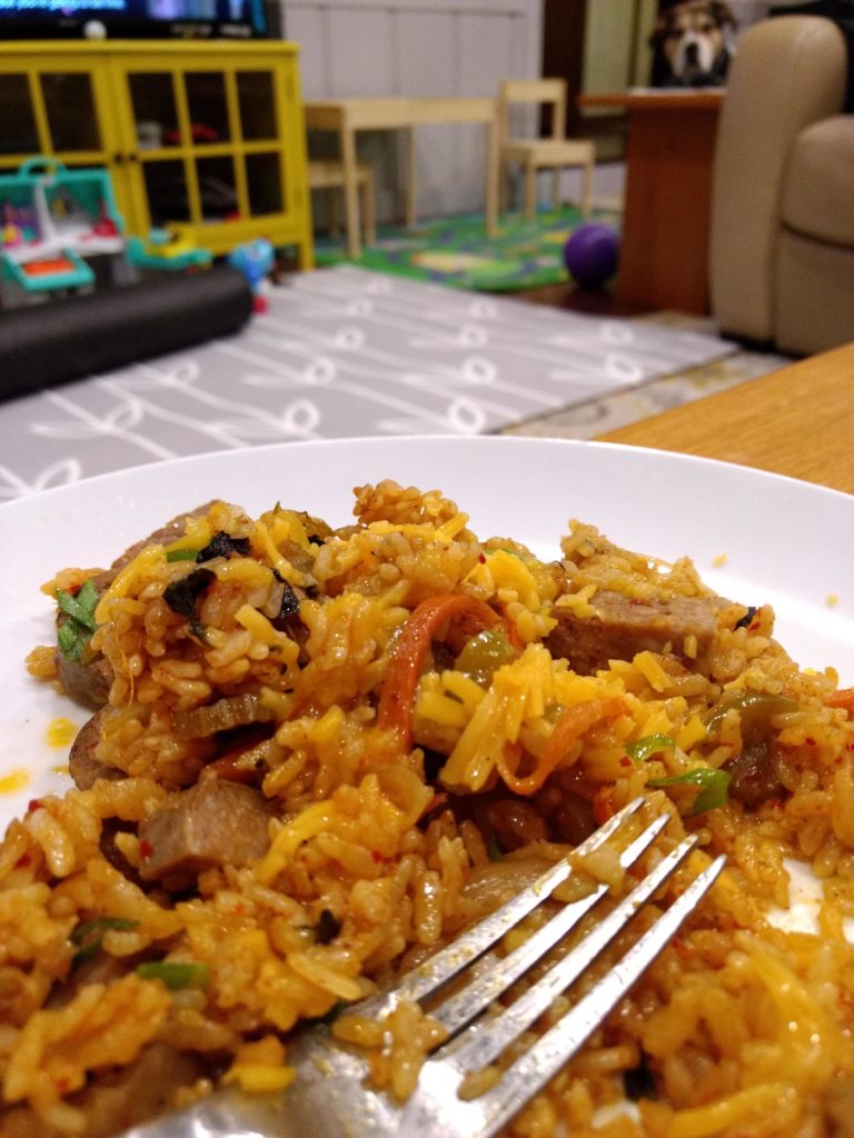 Kimchi fried rice with cheese