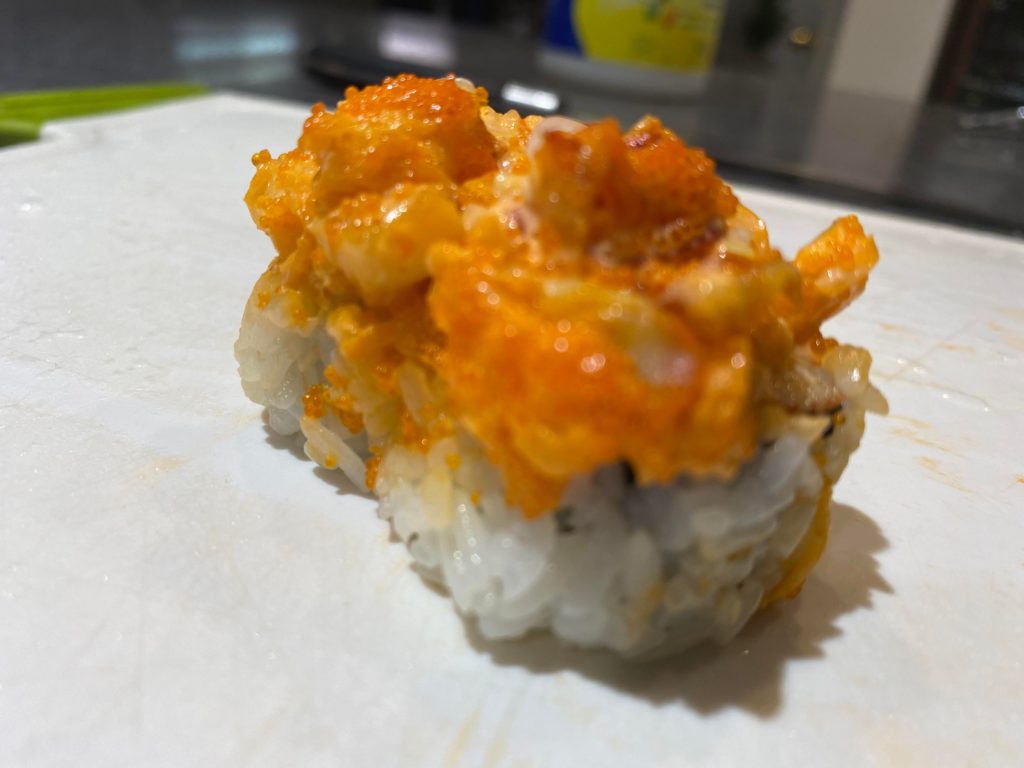 Homemade lobster dynamite roll