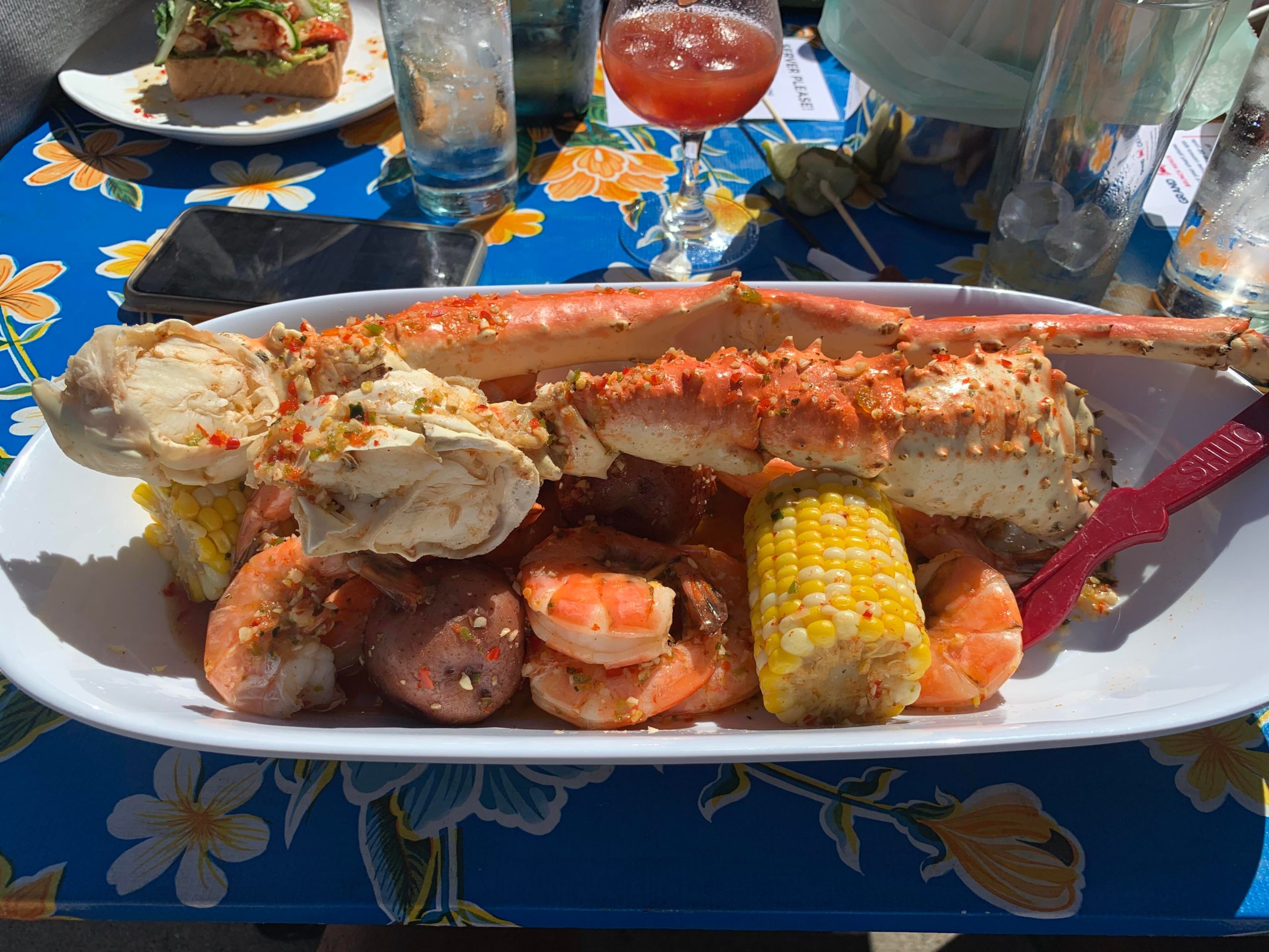 King crab and jumbo shrimp boil with spicy isaan sauce at Grand Catch