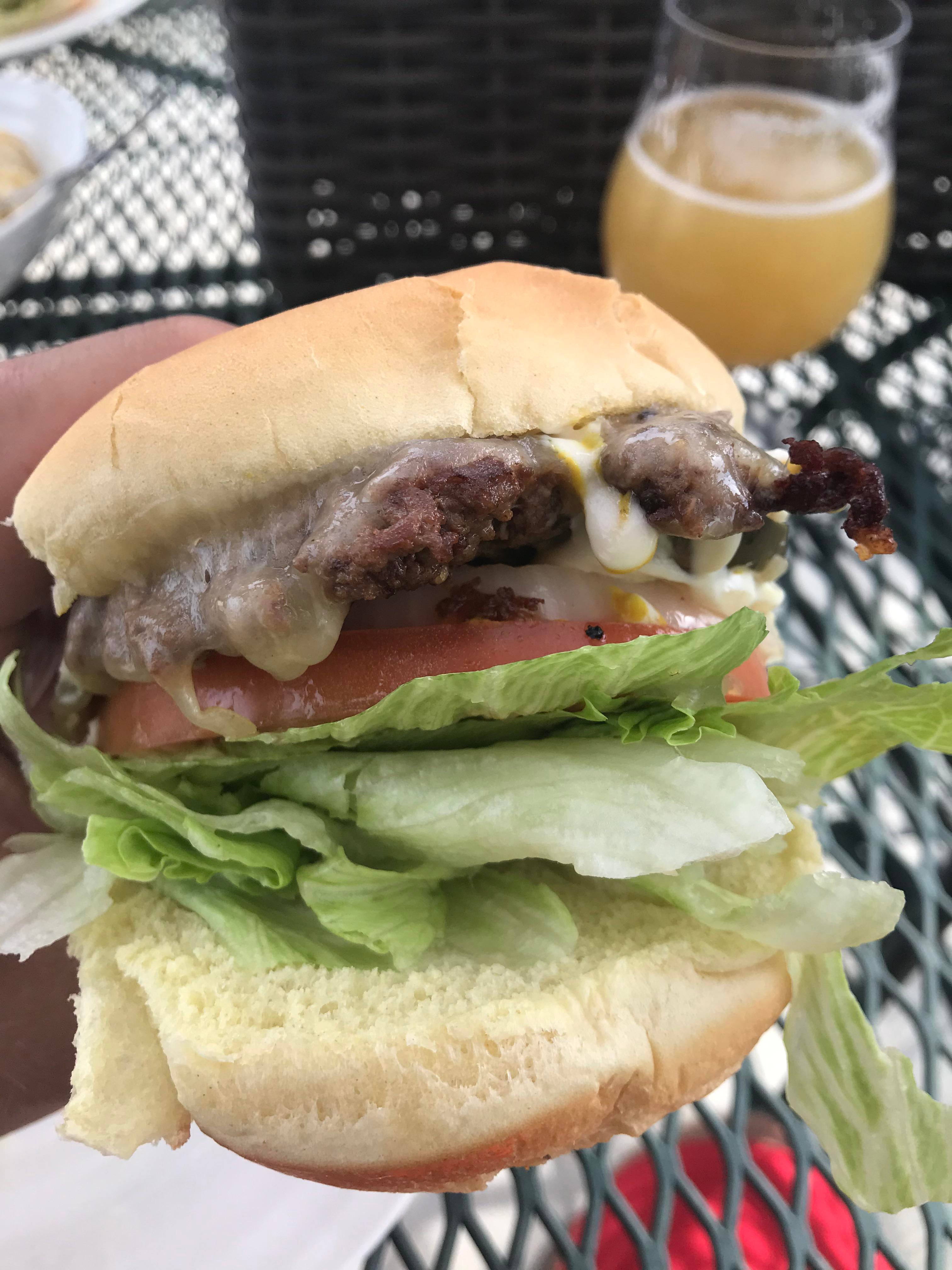 Riding the brisket train again. Classic brisket smash burger, lettuce