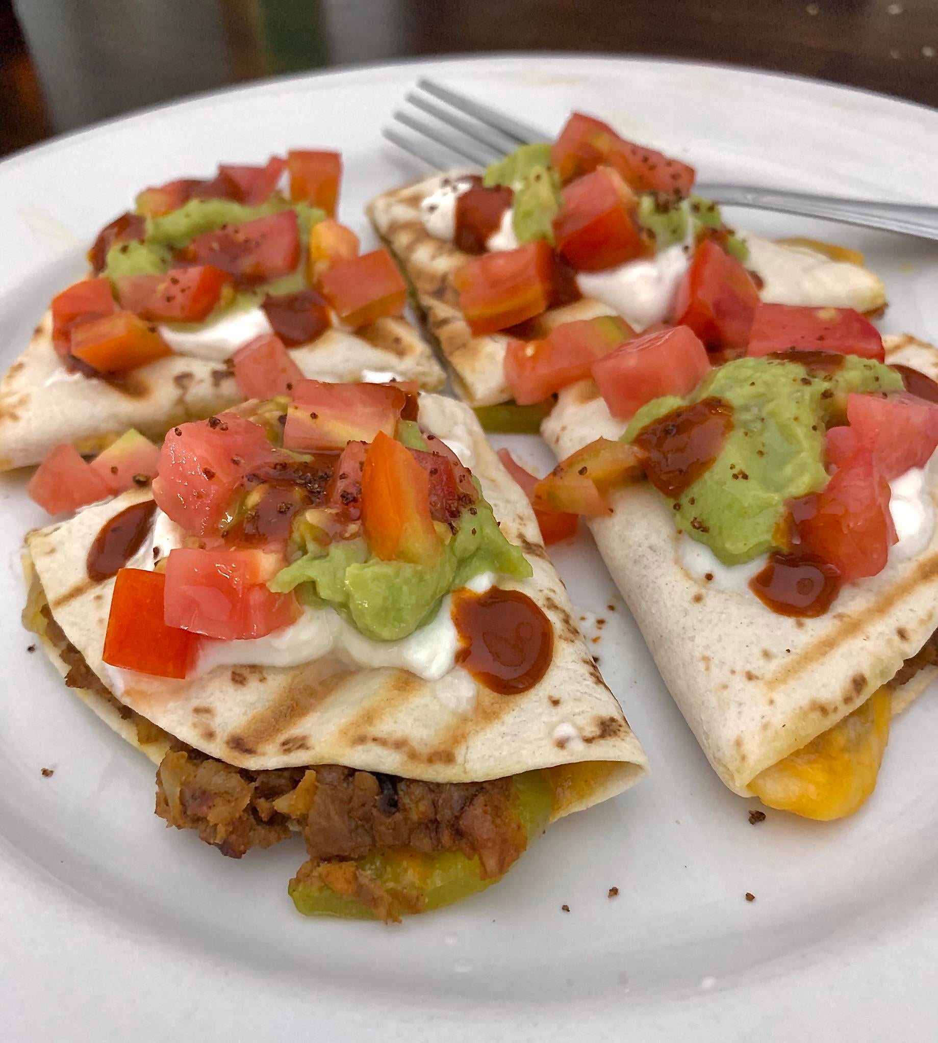 Quesadillas made with Spicy Black Bean Veggie Burgers Dining and Cooking