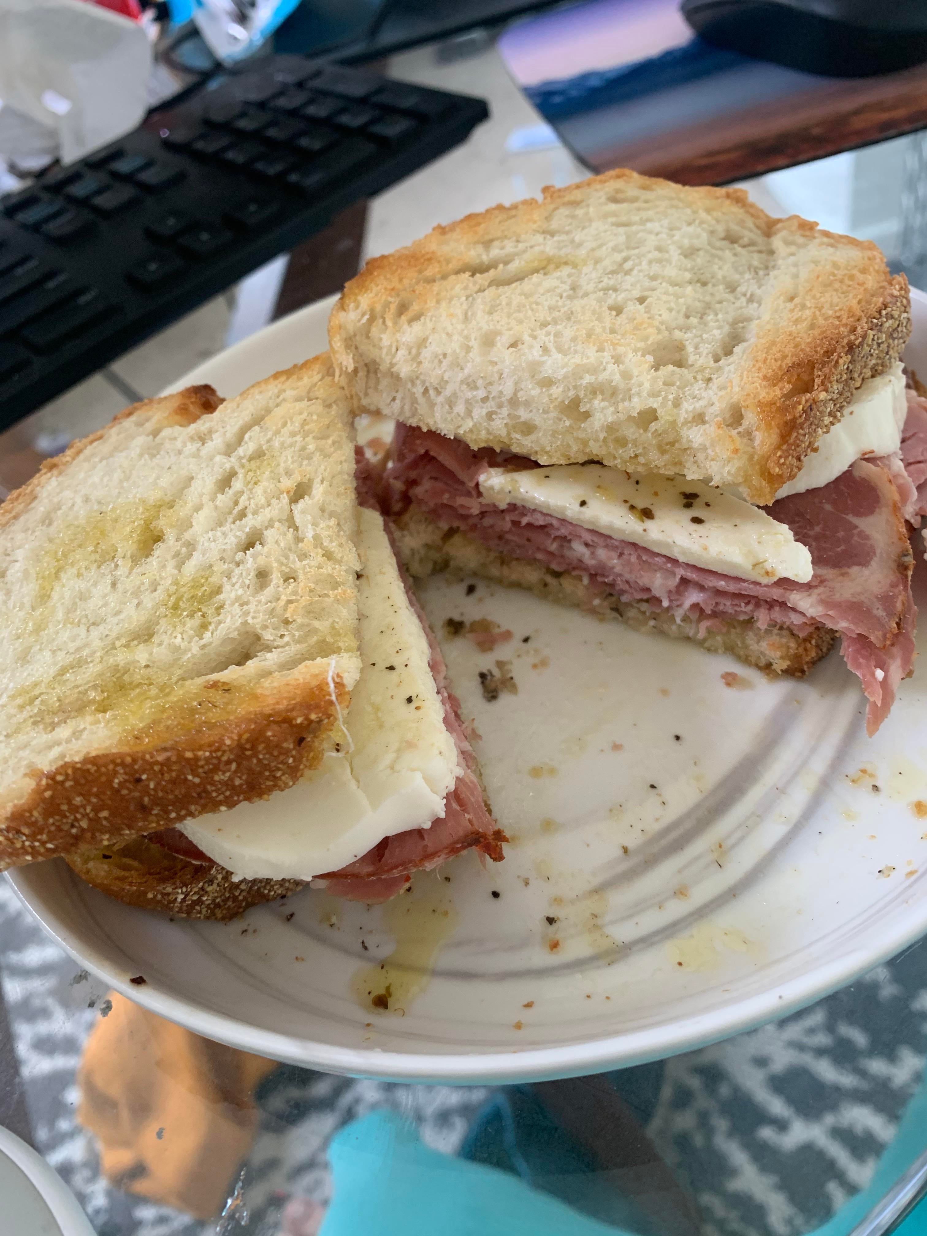 Lightly toasted bread, a quick oil and vinegar dressing ...