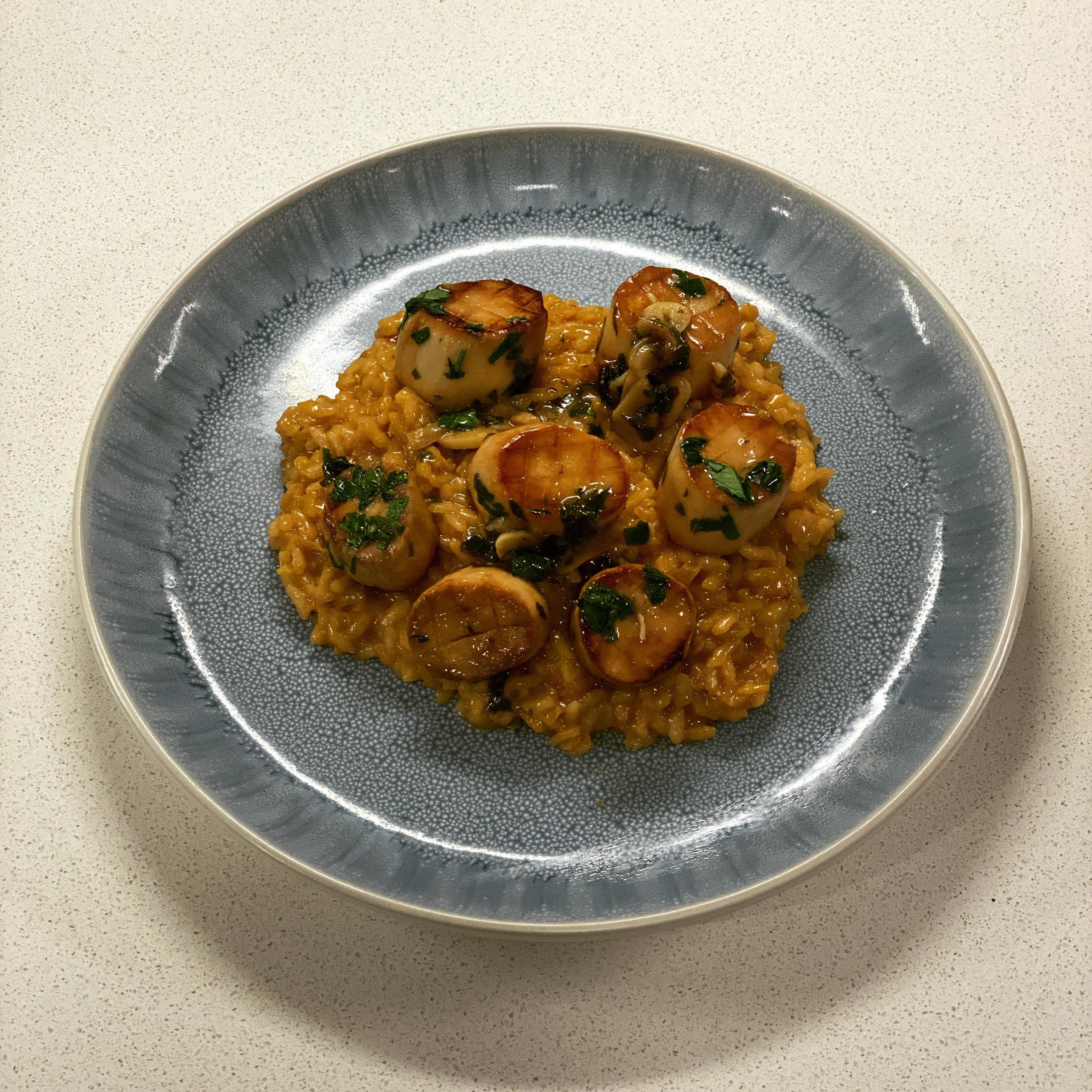 Lemon risotto w/ king mushroom “scallops” Dining and Cooking