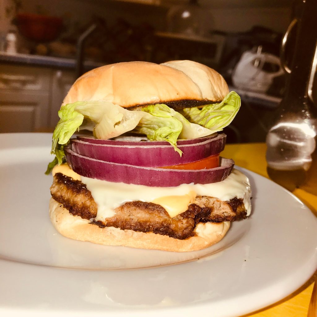 At home Impossible Burger! Finally figured out how to cook it like my favorite burger place :)