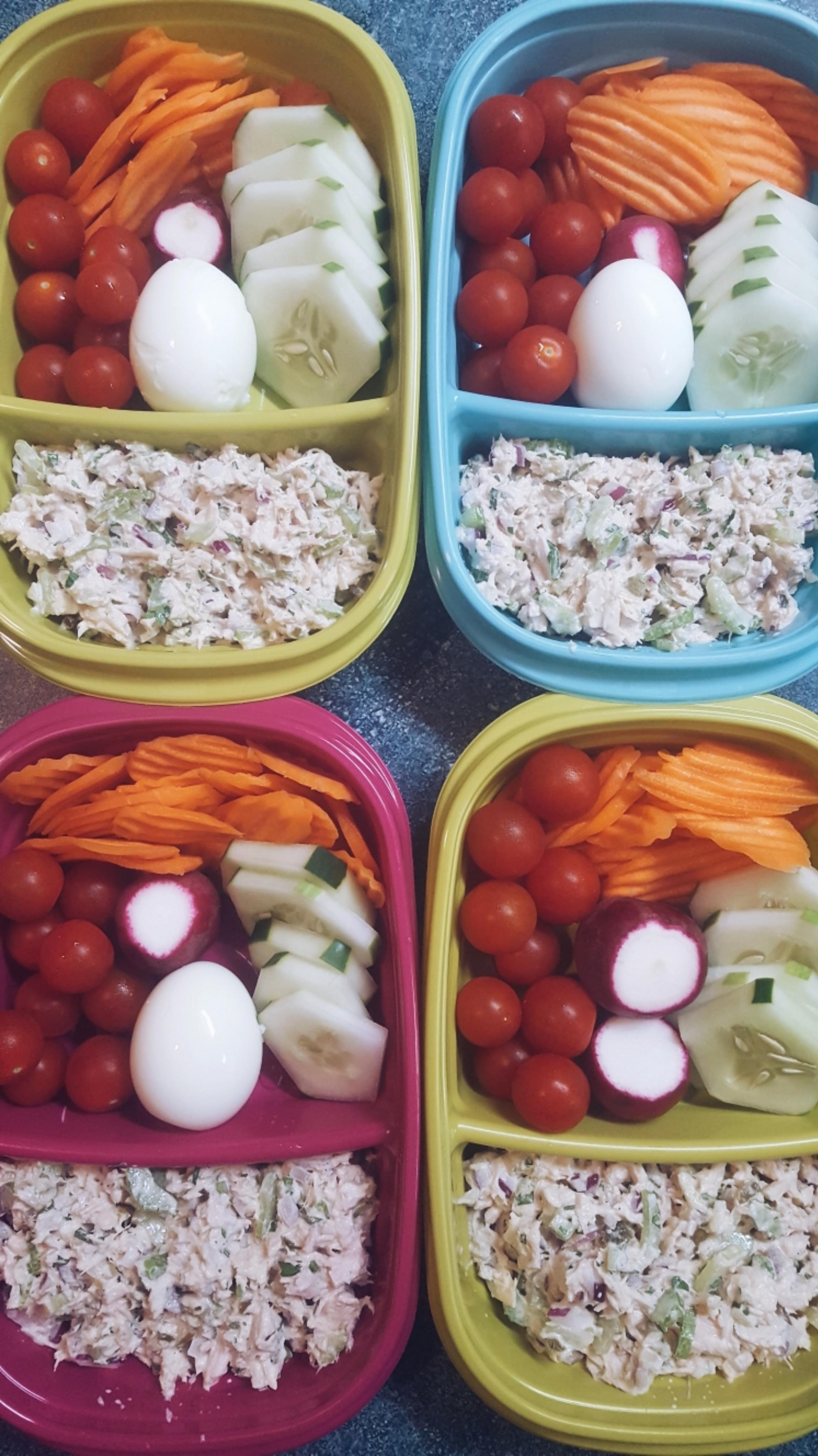 This Weeks Prep Tuna Salad, hardboiled eggs, & veggies! ♡ Dining