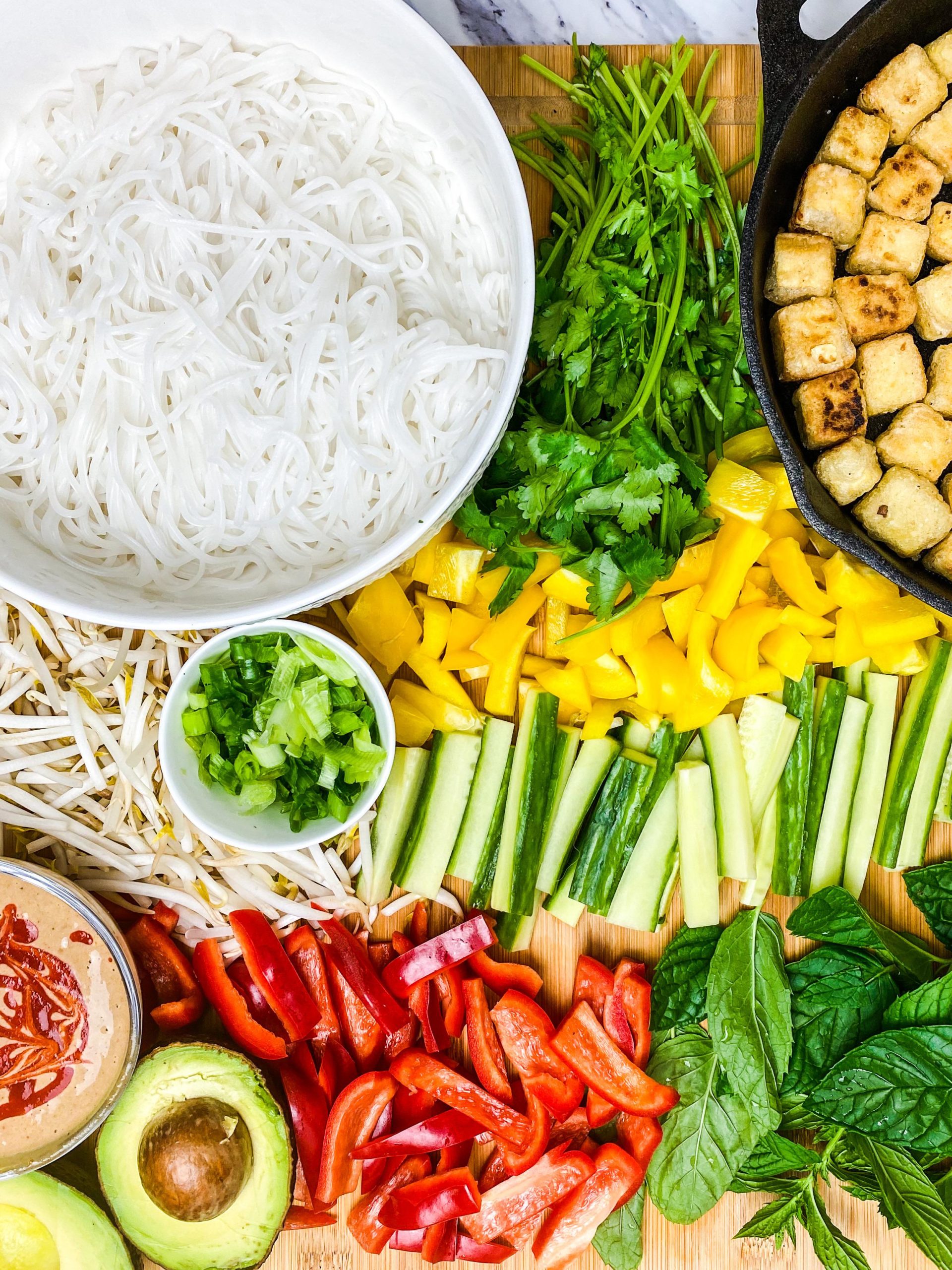 Gonna make a crispy tofu vermicelli bowl for lunch Dining and Cooking