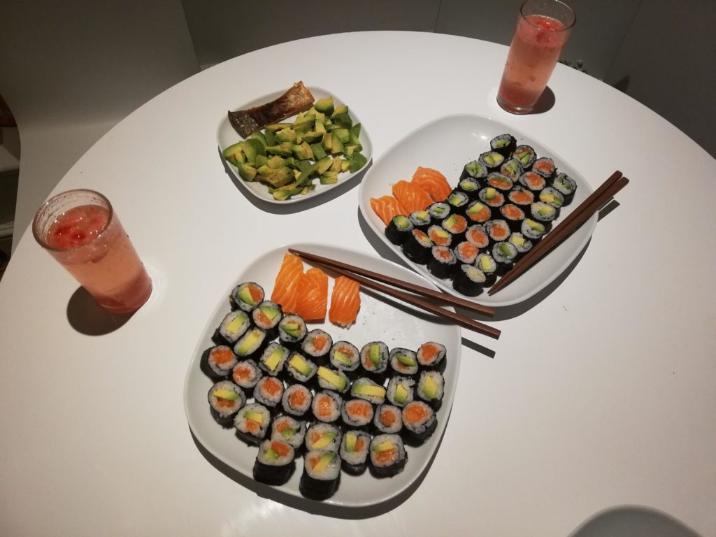 This sushi dinner I made for me and my boyfriend