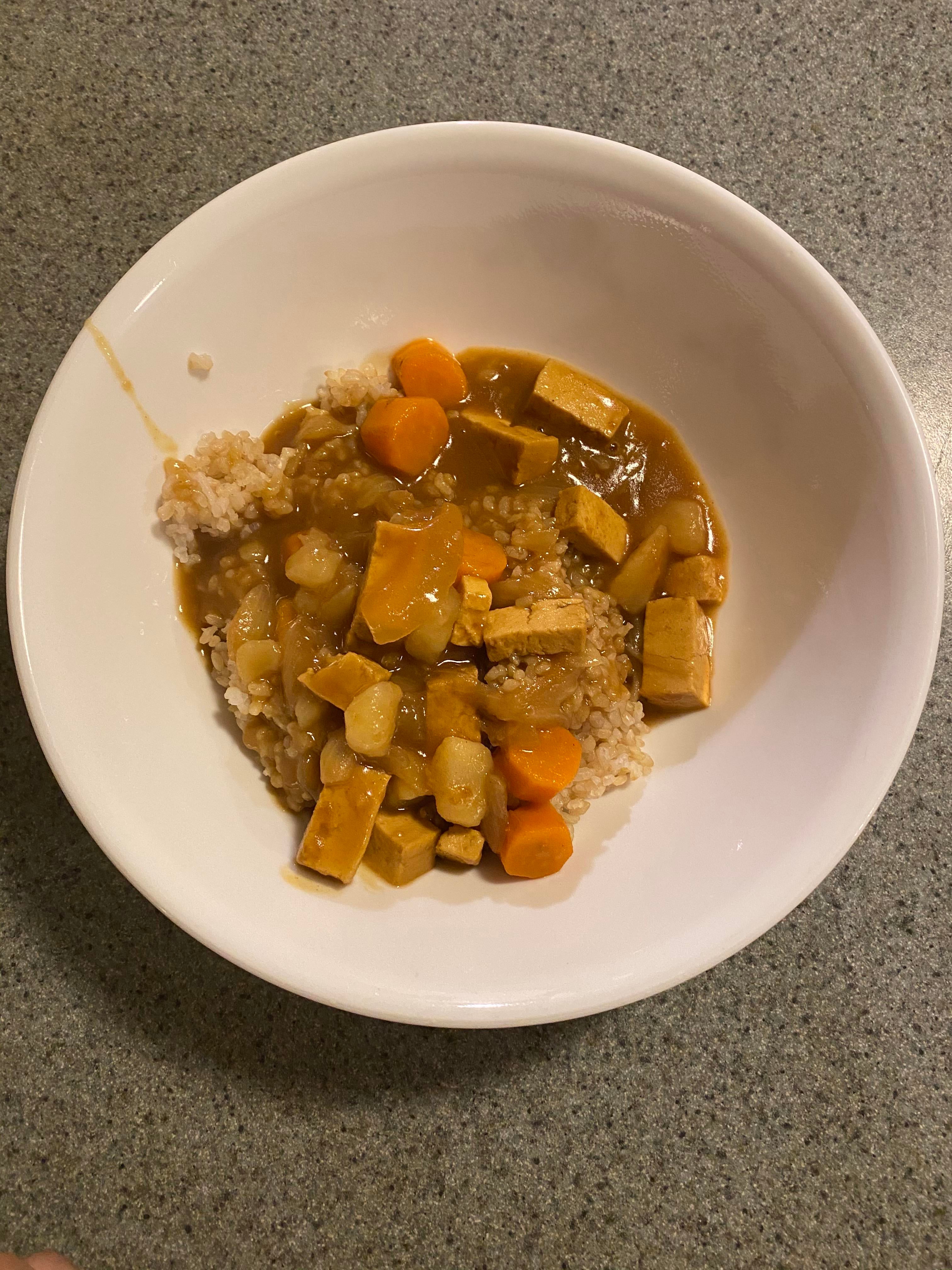 Japanese Curry! With Vermont curry, tofu, potato and carrots. Starting