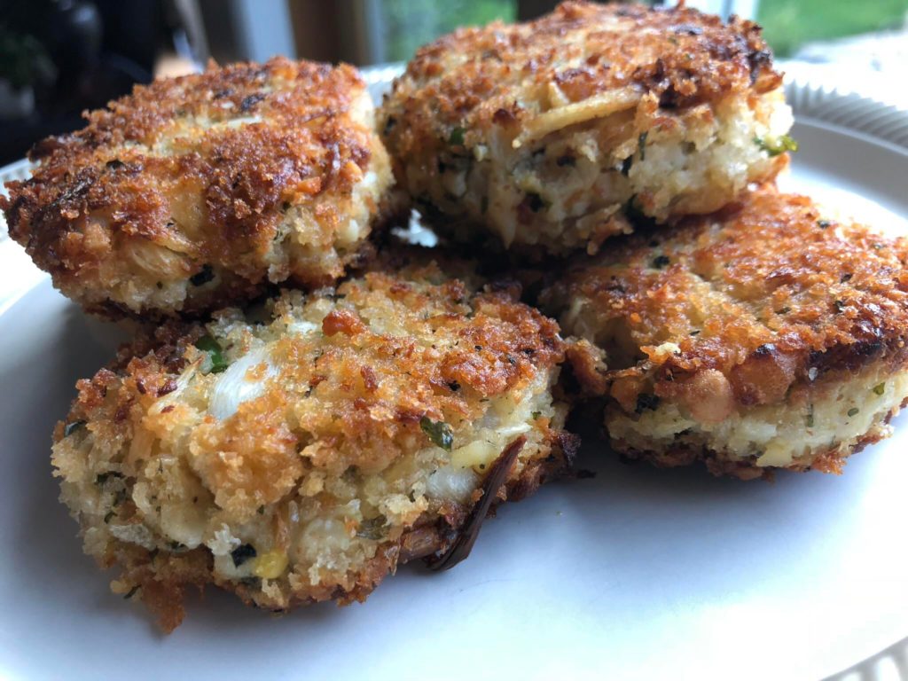 Vegan “crab” cakes using hearts of palm!