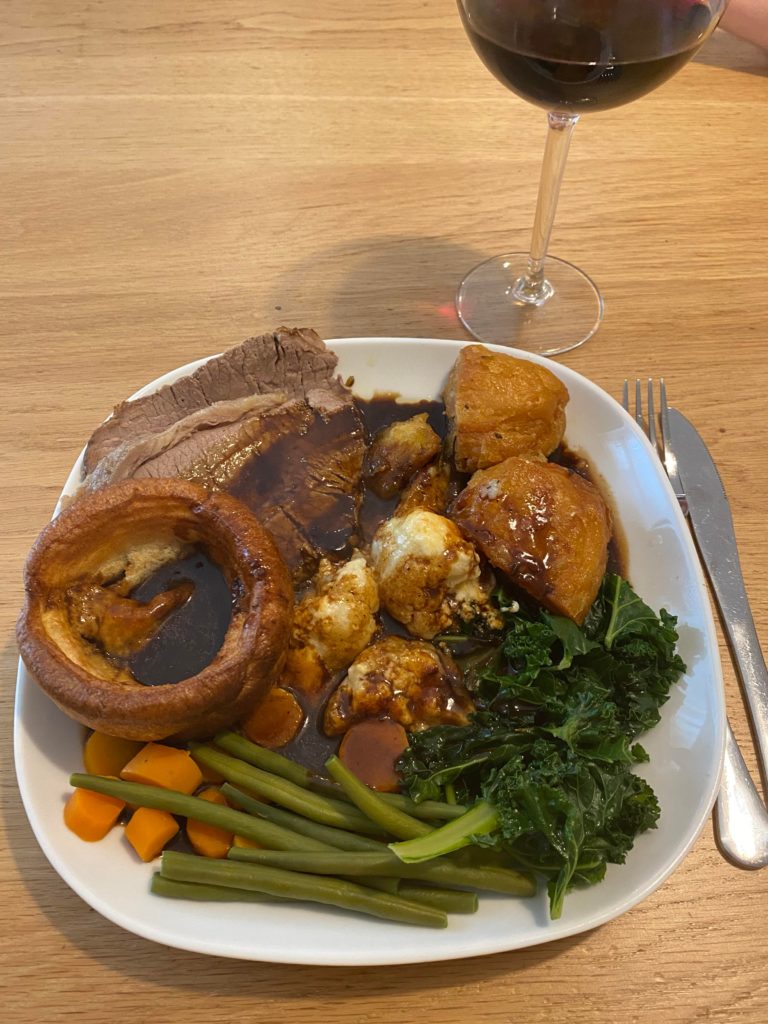 Homemade Sunday roast with beef