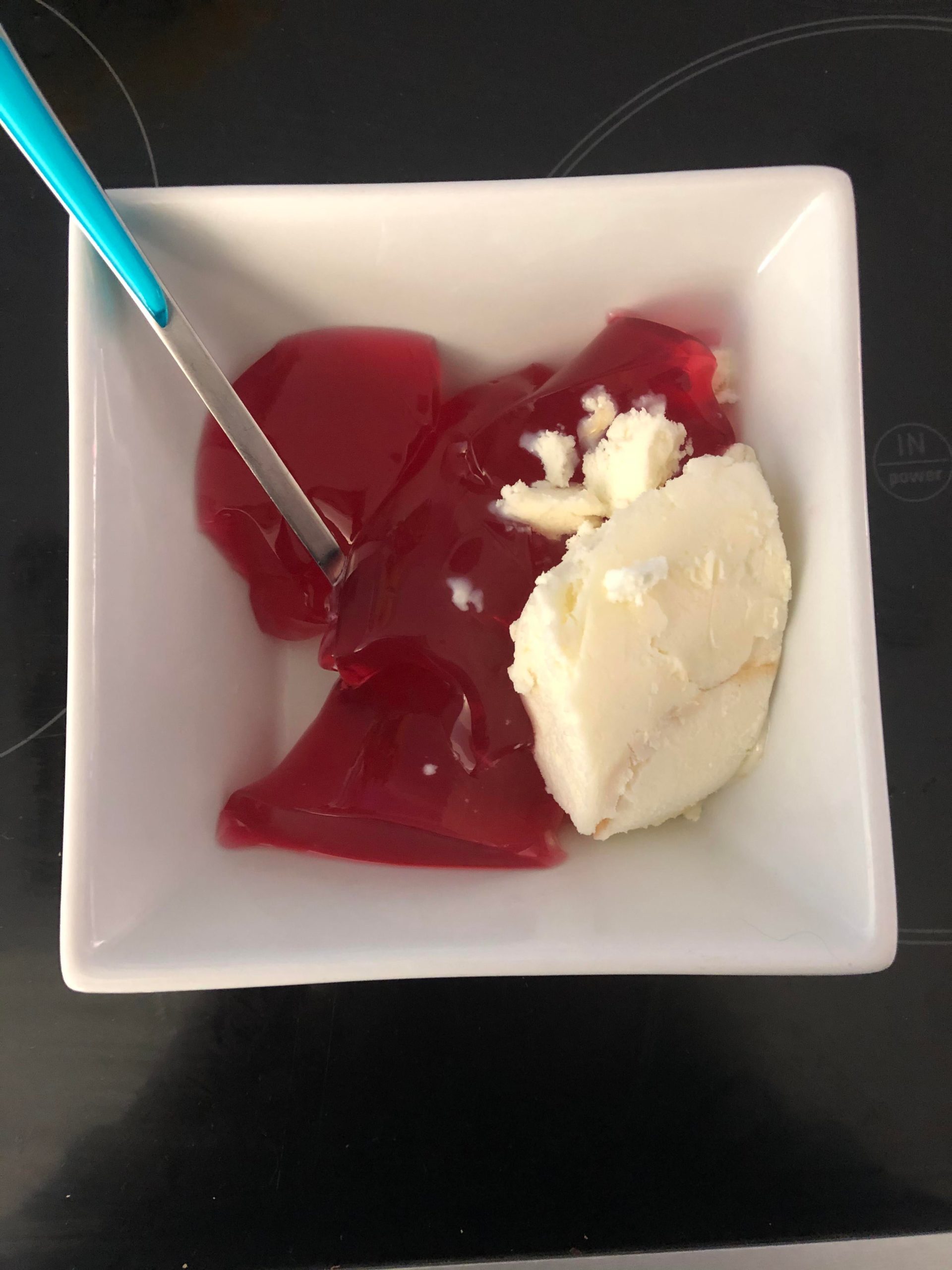 Not pretty but jelly & ice cream (a classic British kids dessert) for