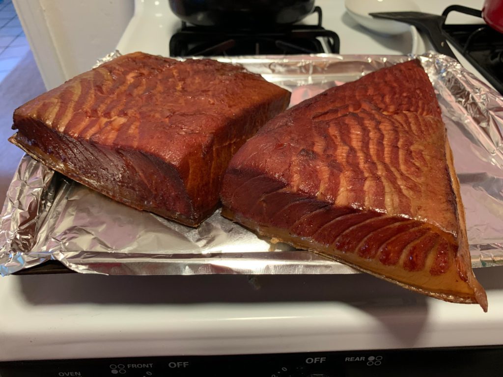 My first attempt at smoked tuna belly