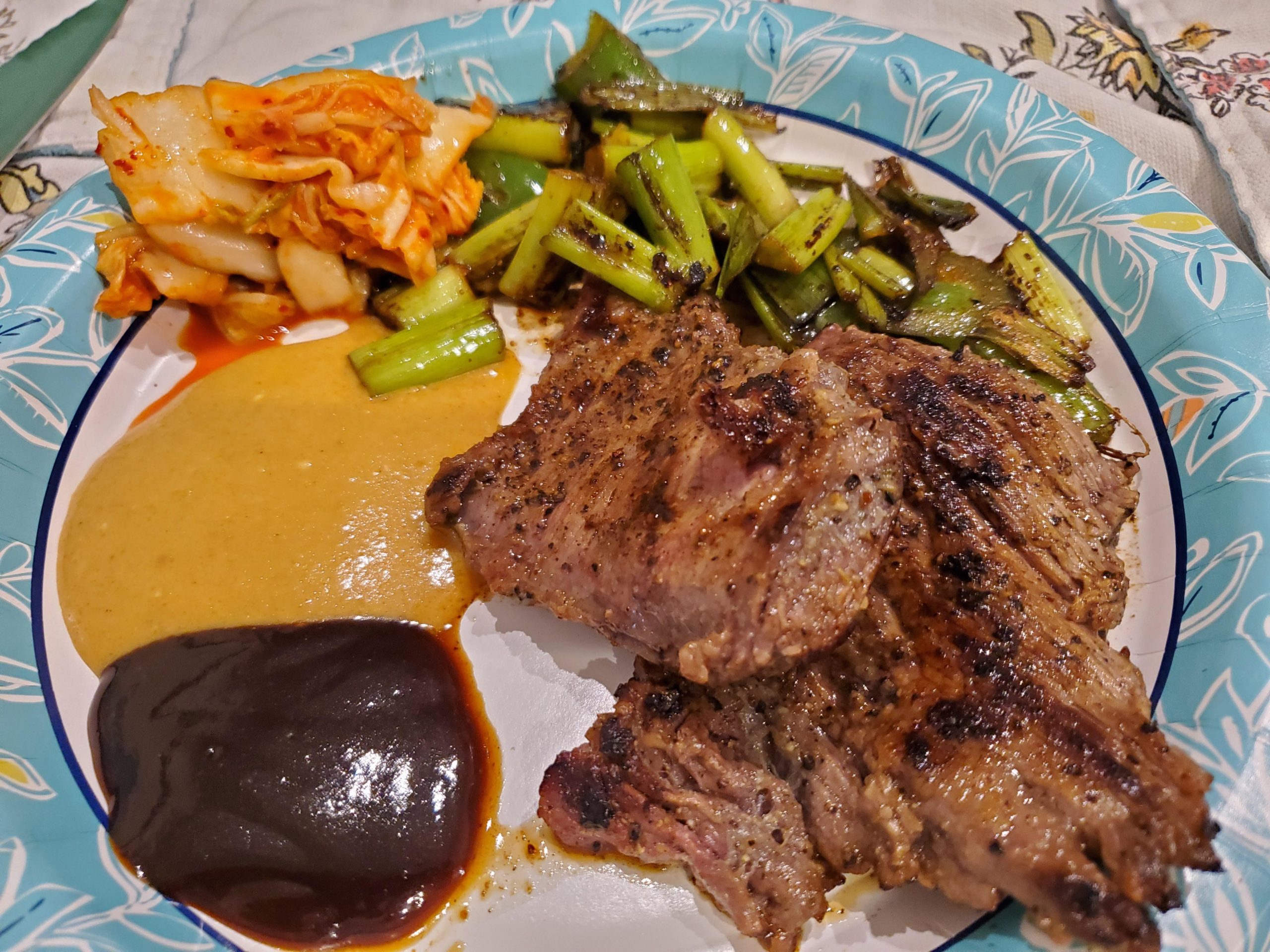 Only the finest paper plate for skirt steak peanut sauce hoisin sauce