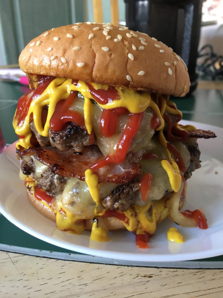 One absolutely filthy double bacon cheeseburger
