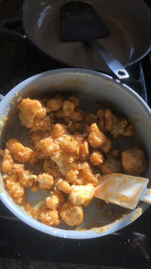 Kung Pao cauliflower and veggie fried rice courtesy of Trader Joe's