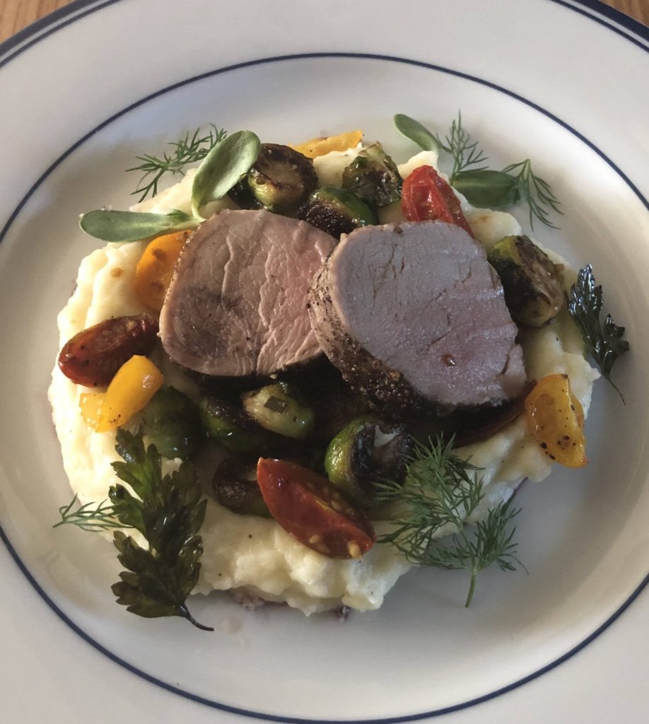 Roasted pork loin and creamy mash