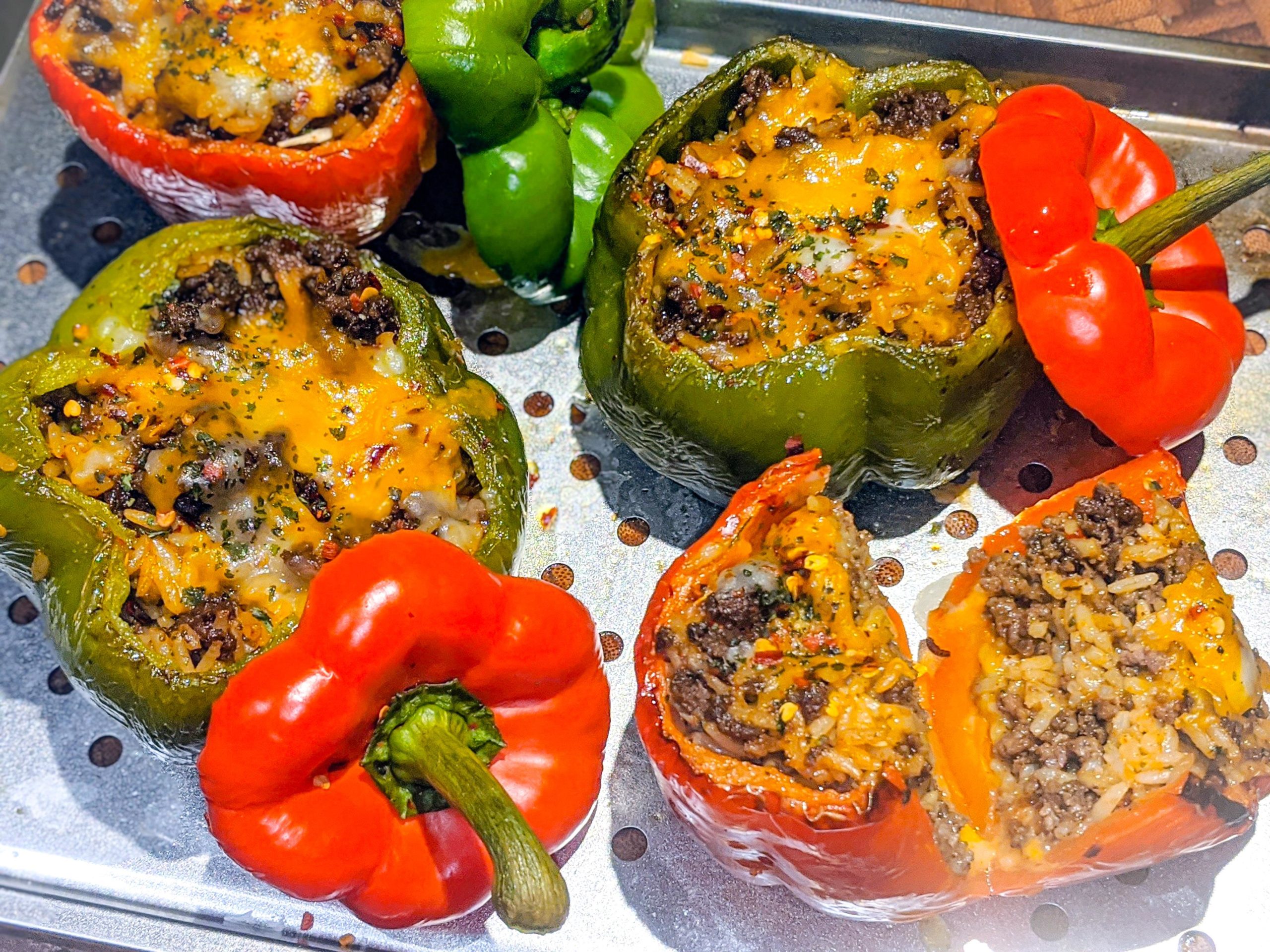 Boiled, charred peppers; stuffed with a three cheese blend, Spanish