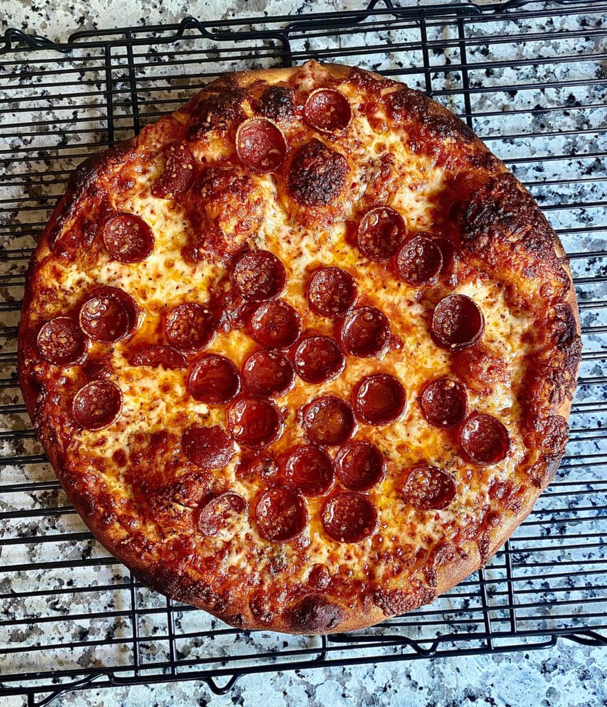 Just a good ol’ pepperoni pizza.