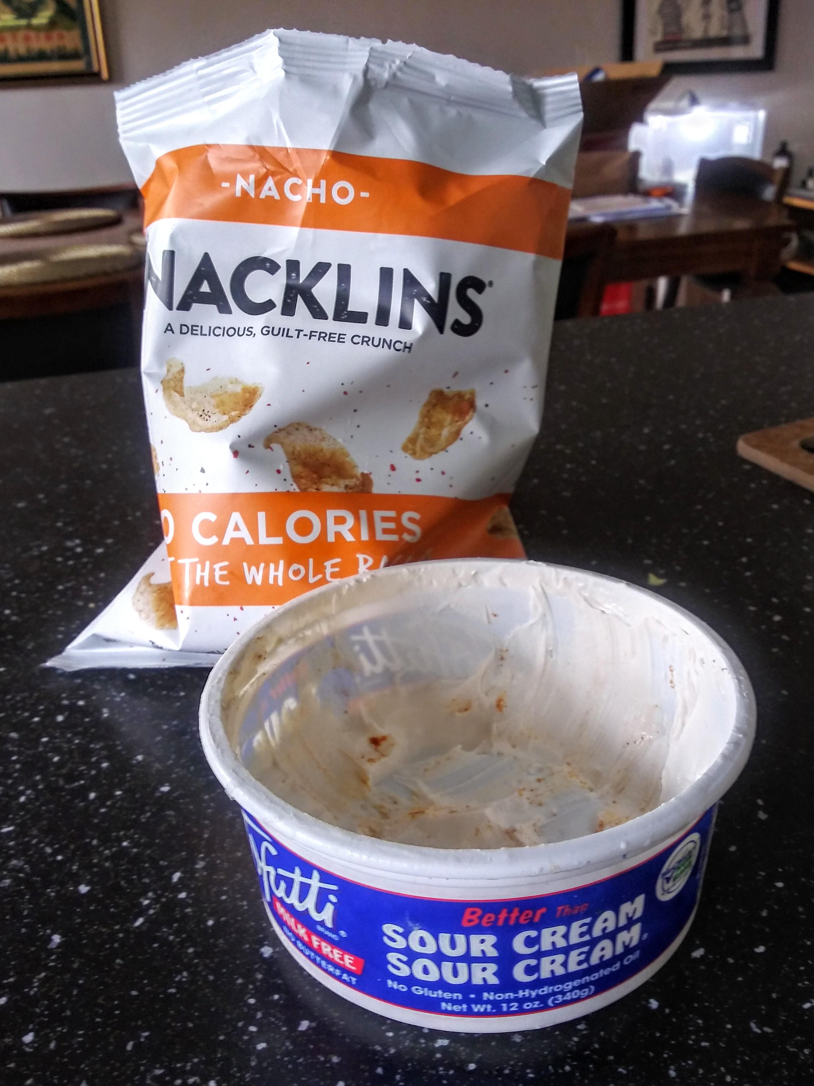 Dipping my pork rinds in sour cream and realizing veg substitutes are