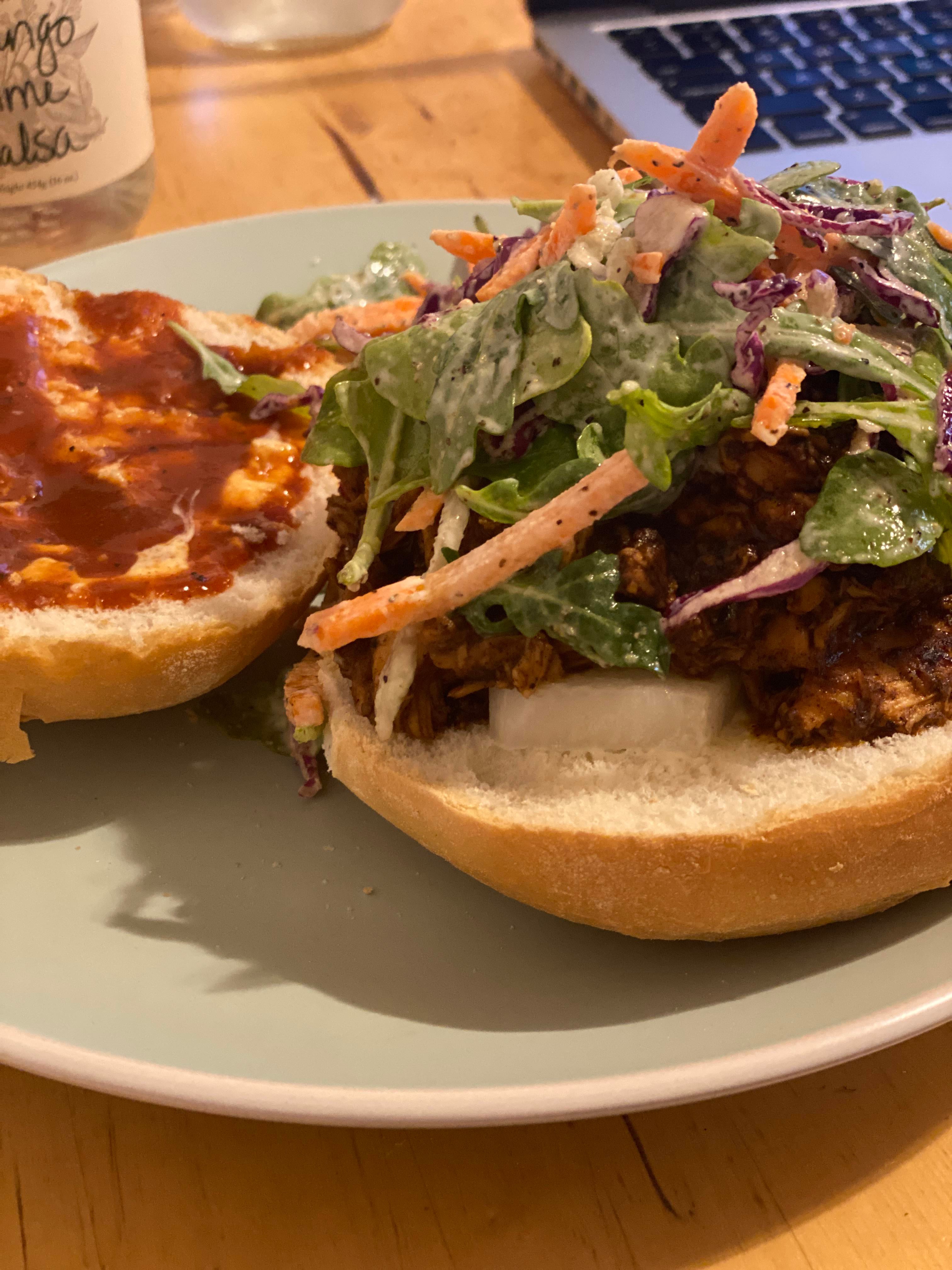 BBQ Brisket sandwich with coleslaw [homemade] Dining and Cooking