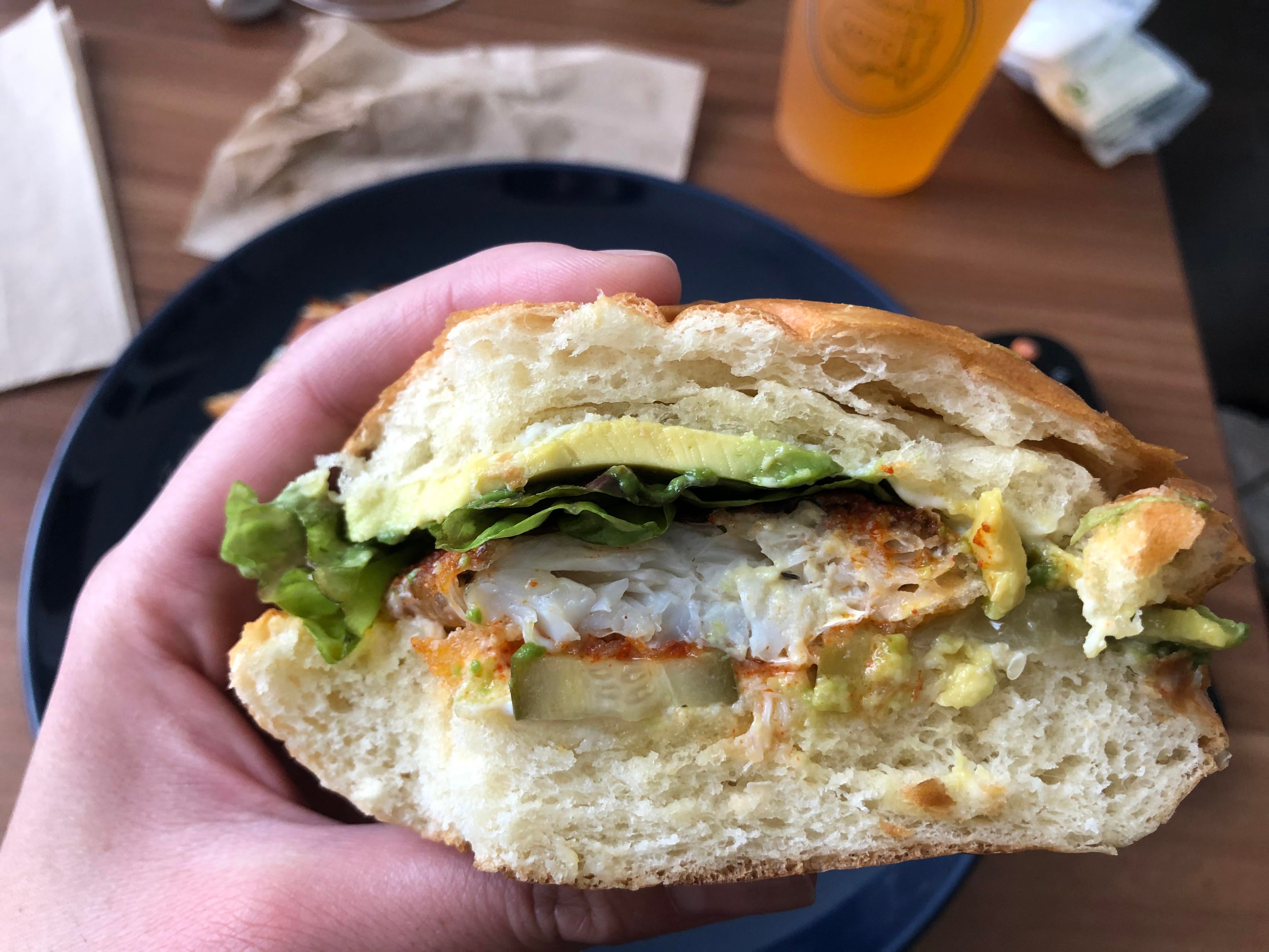 Soft shell crab sandwich from Lazy Bear in San Francisco Dining and