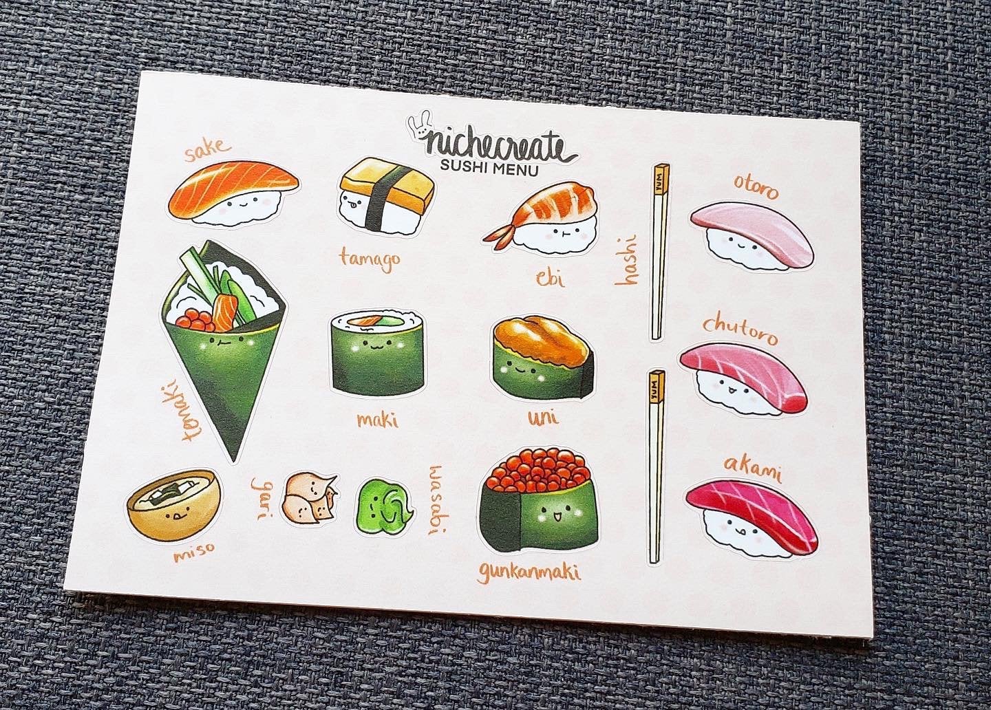 I Designed A Sushi Menu Sticker Sheet And Included The Japanese Names For The Stickers Dining And Cooking