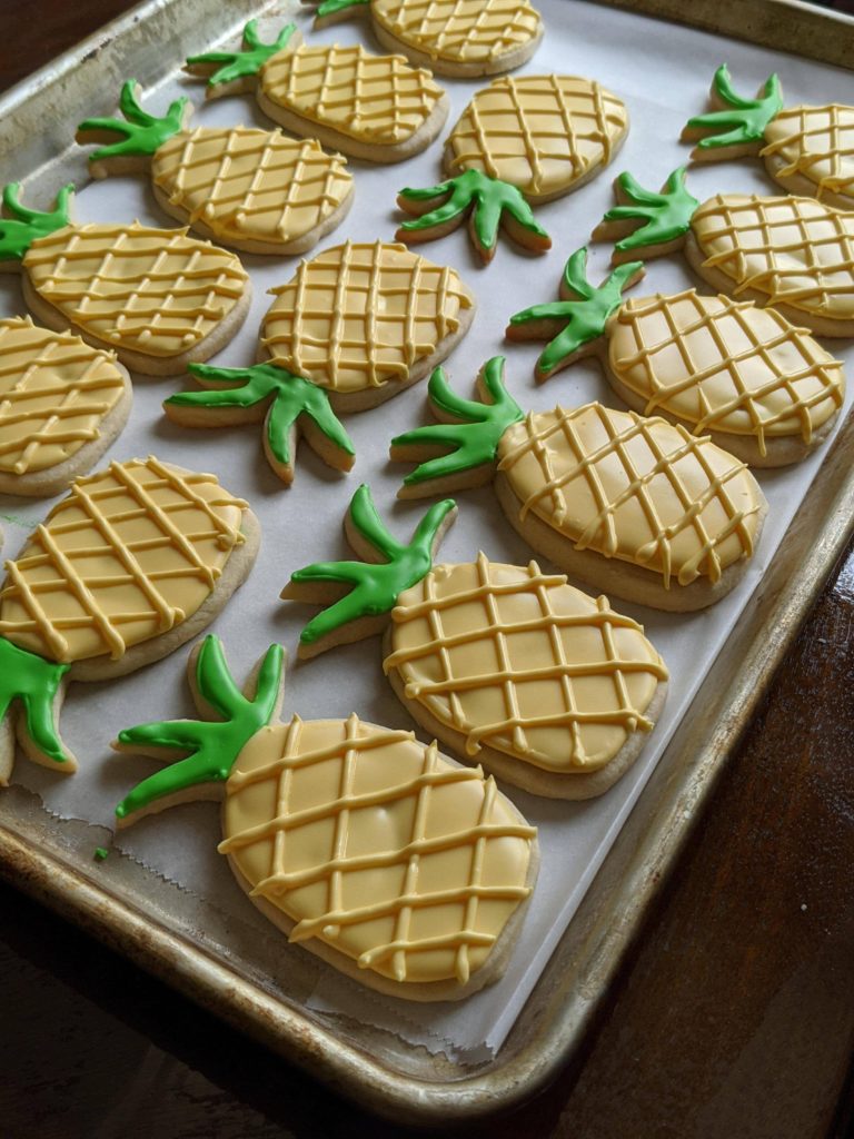 Pineapple sugar cookies! Royal icing is a real pain....