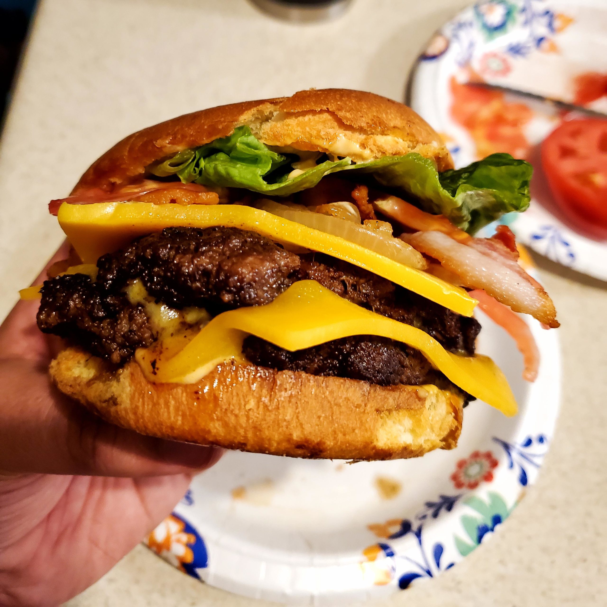 Shoulda put the cheese on while the burger was in the skillet.. guess