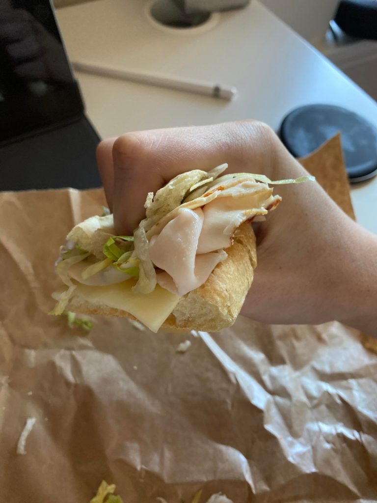 Just a classic turkey sandwich, can’t go wrong with that!