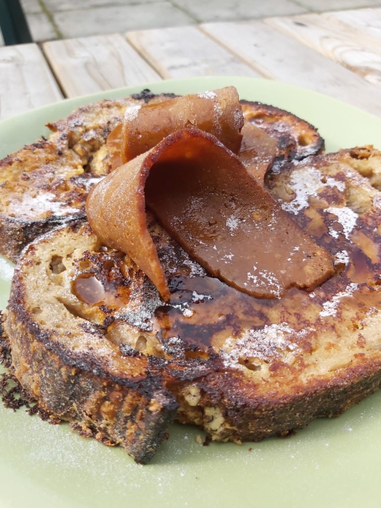 French Toast with maple smoked bacon and extra maple syrup
