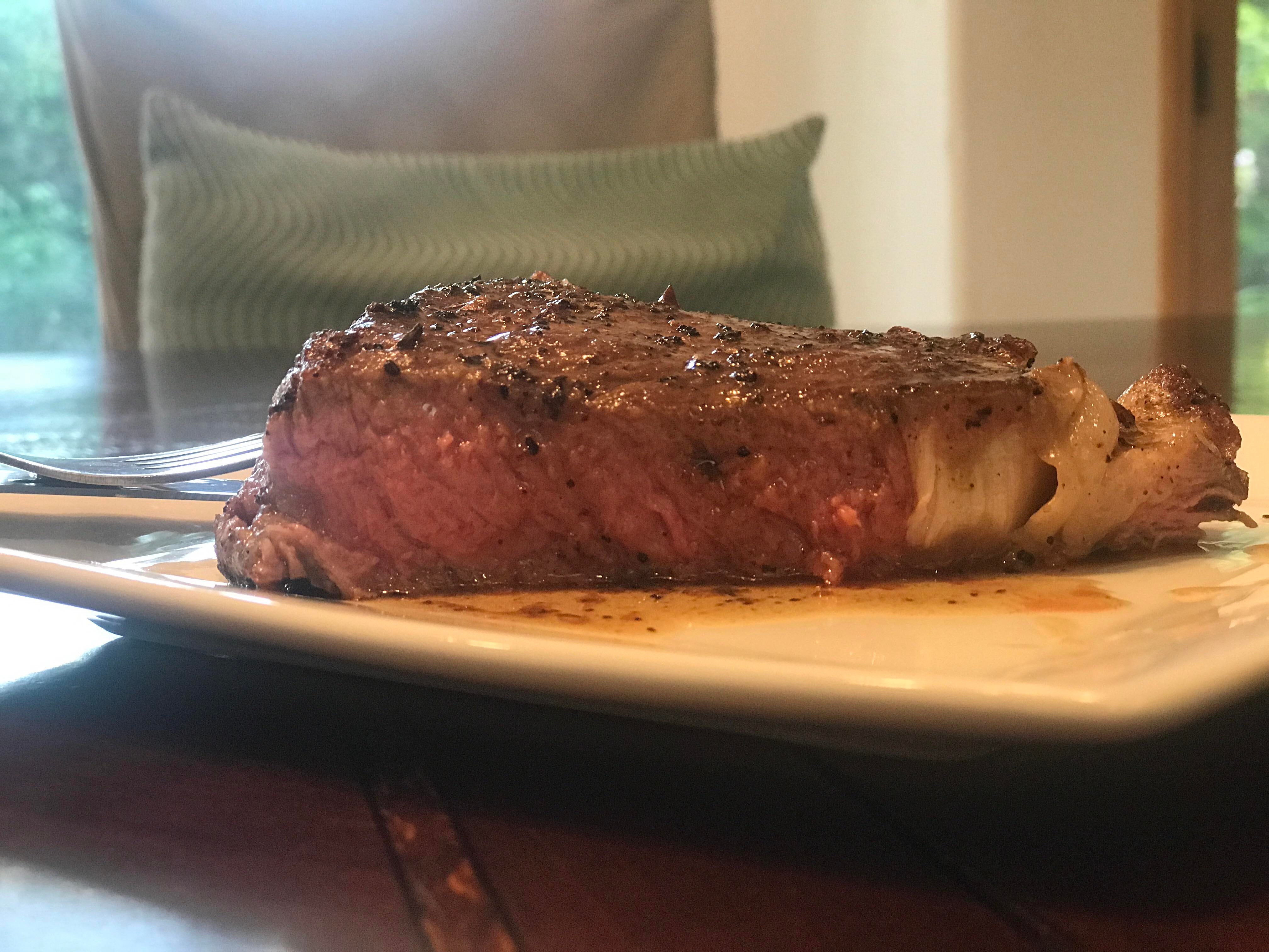 Choice Ribeye seared, finished in the oven until 130, then rested with