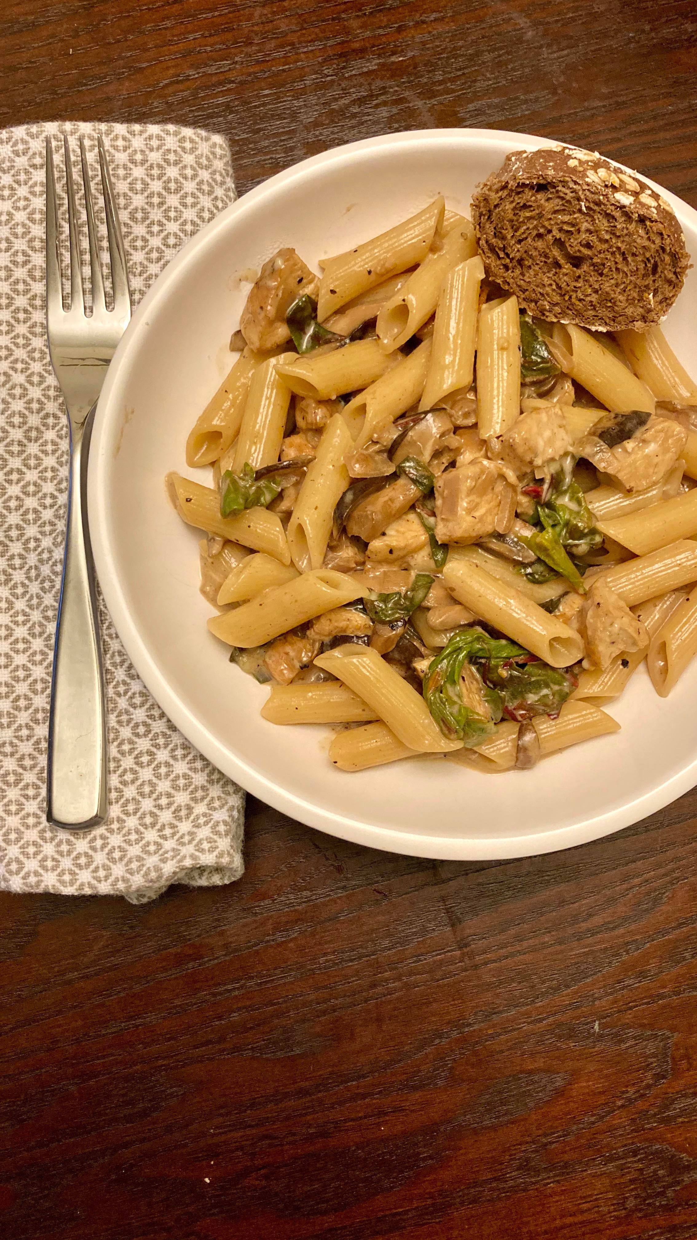 Copycat Cheesecake Factory Pasta da Vinci (with Swiss chard added
