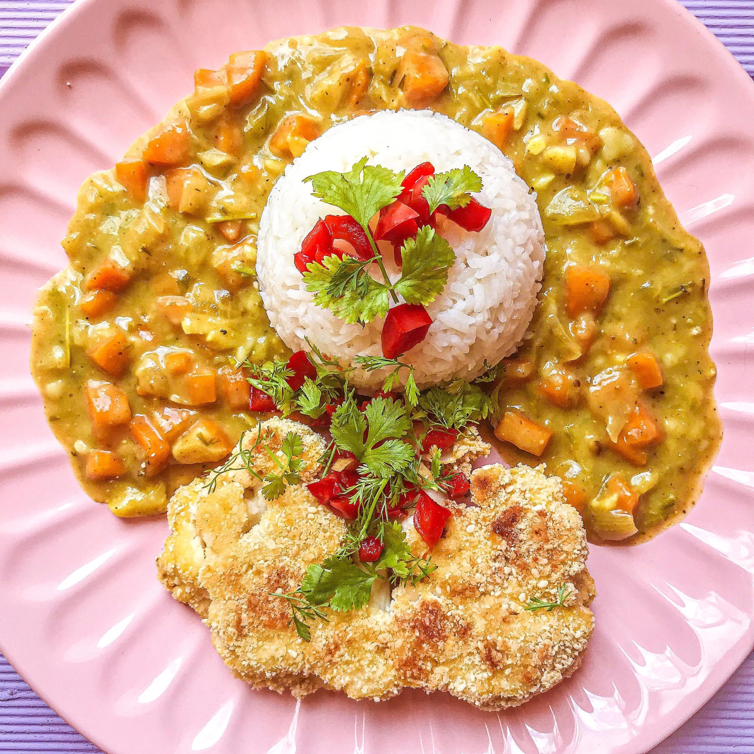 bangin cauliflower katsu curry 🔥 fantastically tacky presentation idea