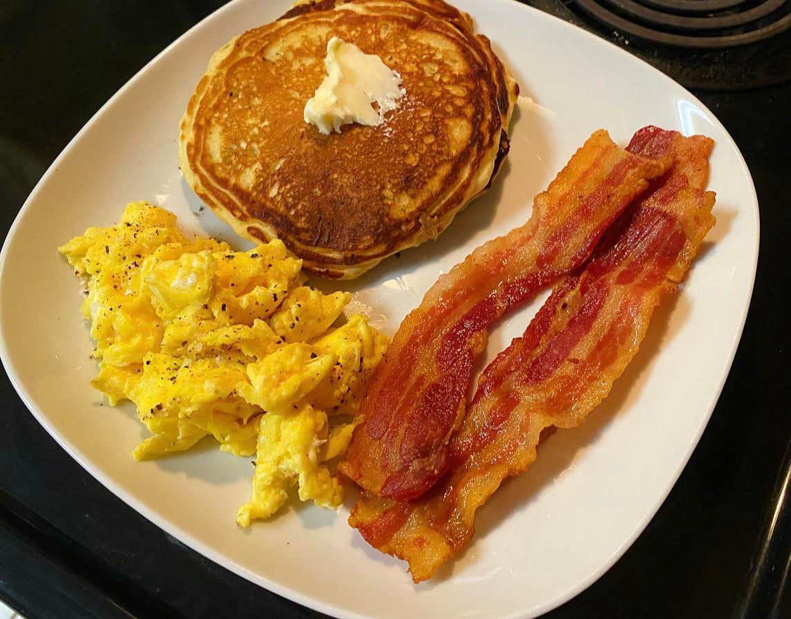 Family Loves When I Make Breakfast For Dinner Buttermilk Pancakes One Blueberry One Chocolate Chip Applewood Bacon And Scrambled Eggs Dining And Cooking Family Loves When I Make Breakfast For Dinner Buttermilk Pancakes One Blueberry One Chocolate Chip Applewood Bacon And Scrambled Eggs Dining And Cooking