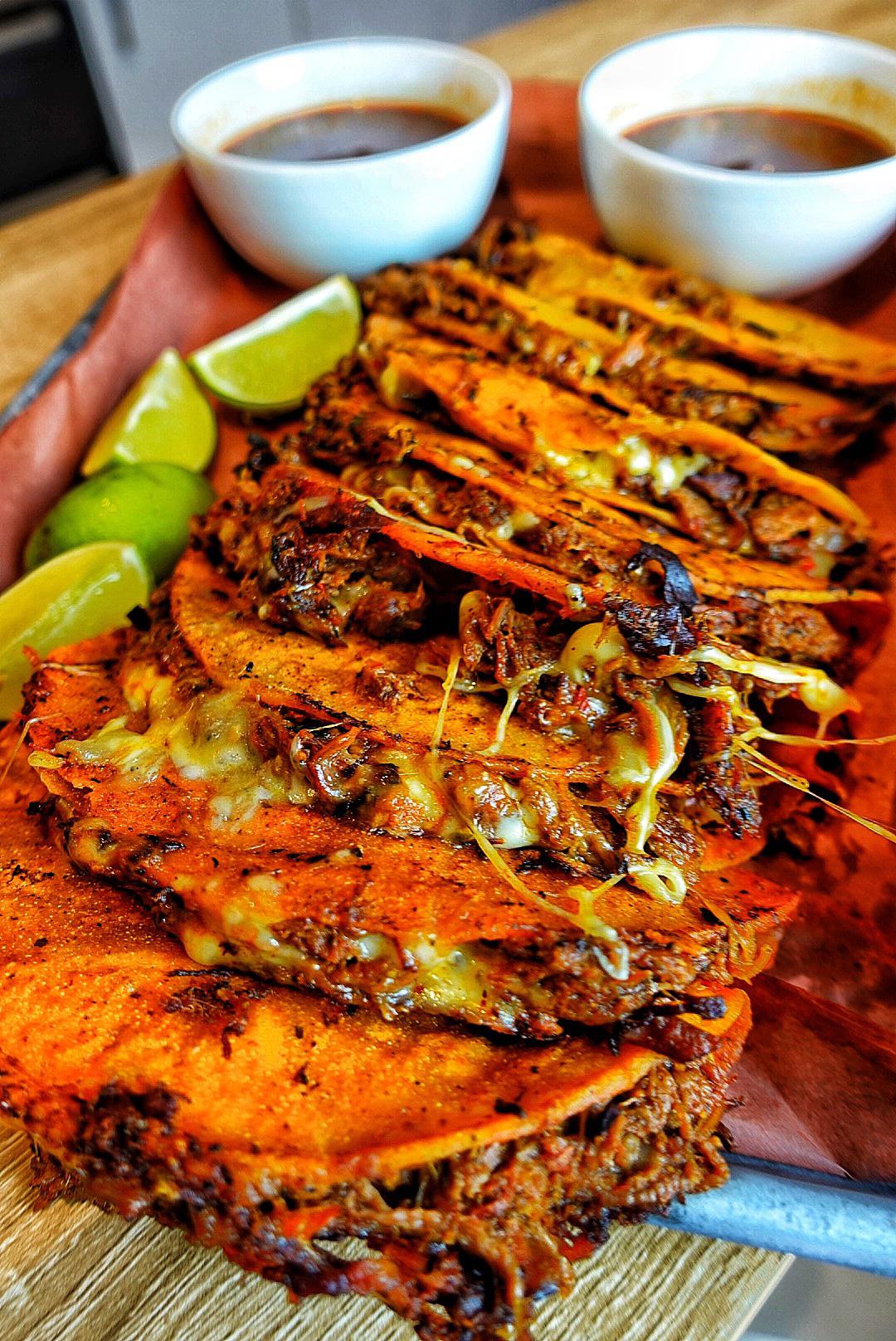 Brisket Birria Tacos with Consommé - Dining and Cooking