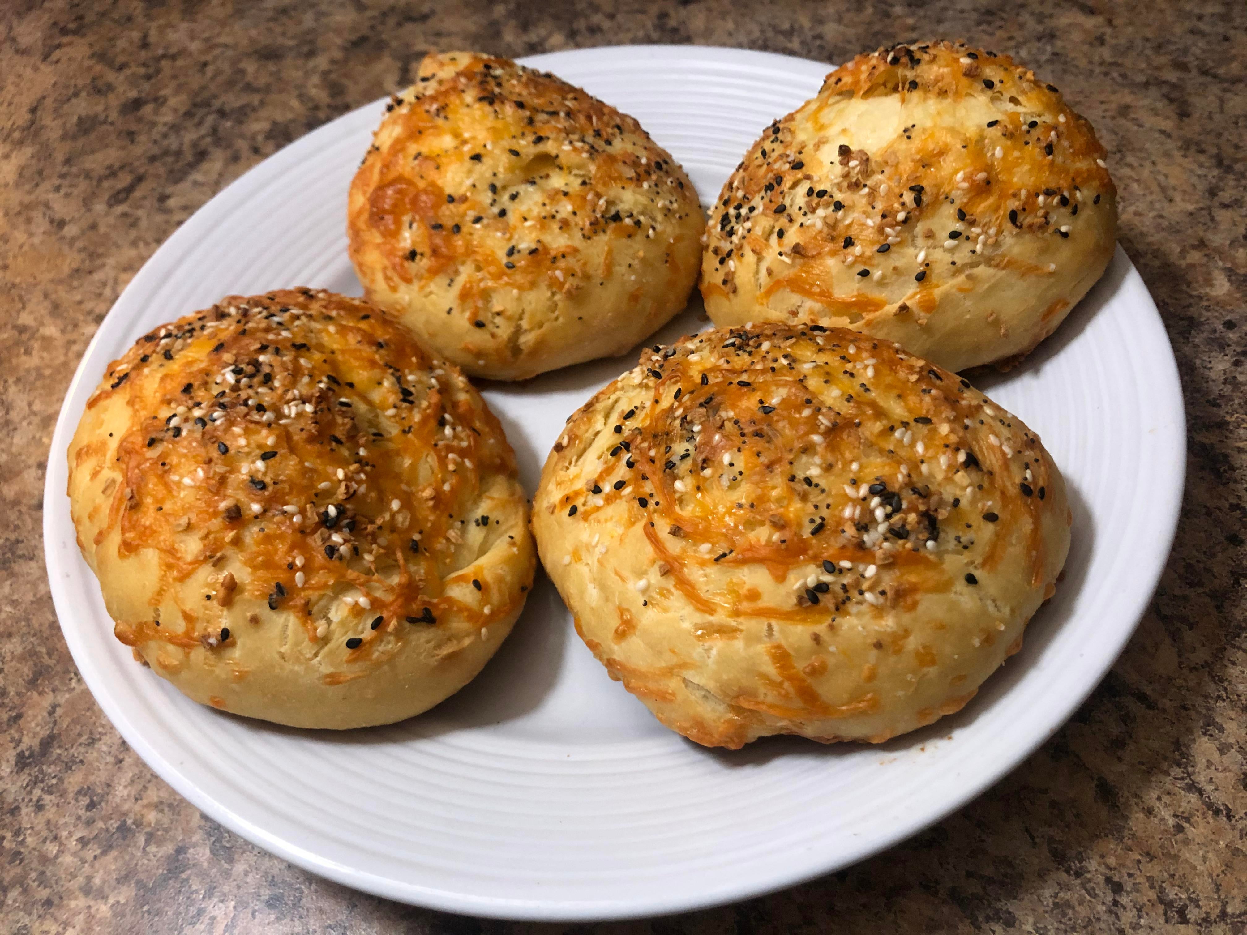 Asiago everything sandwich buns. Great recipe for beginners and a sando game changer Dining