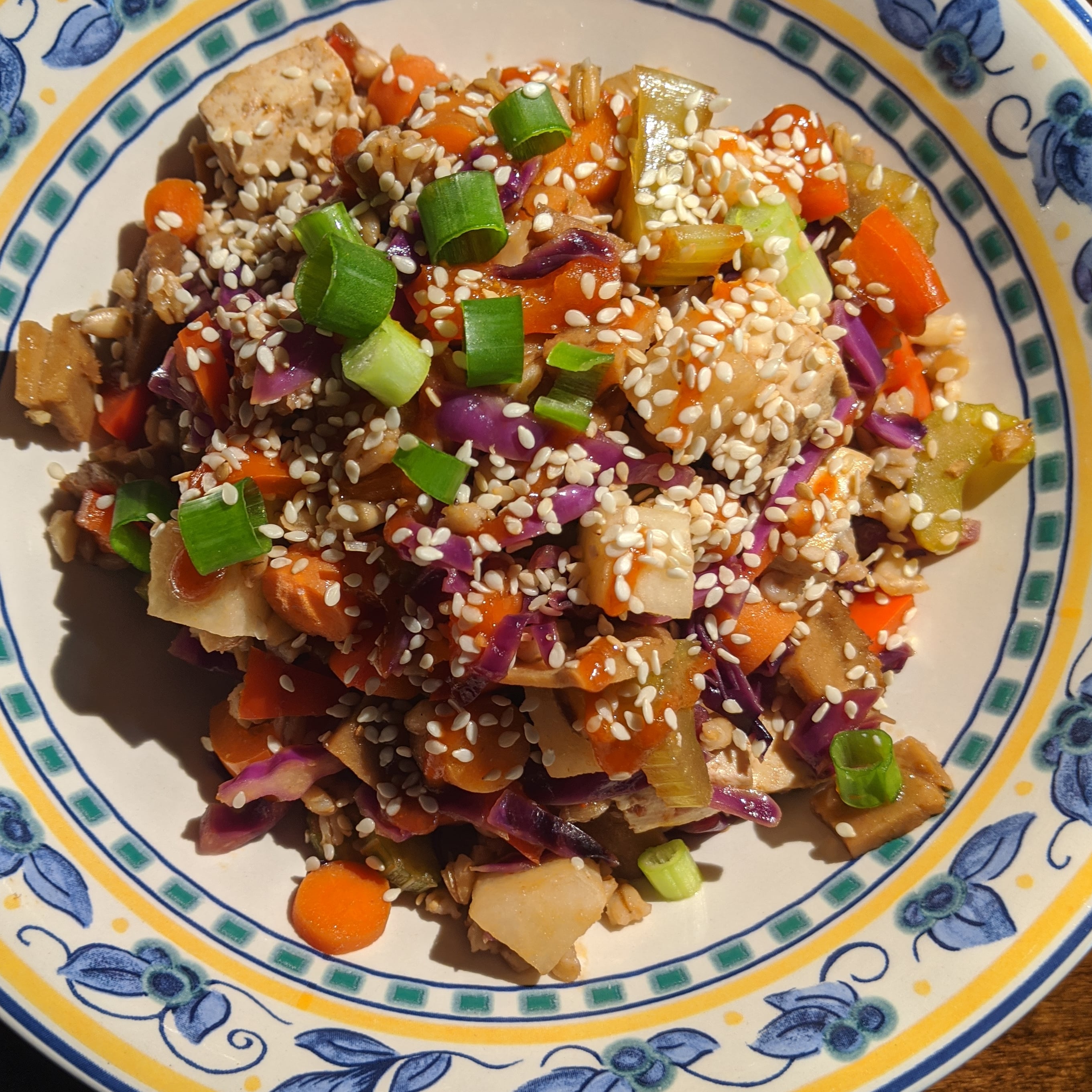 Seitan/Tofu/Barley stir fry Dining and Cooking