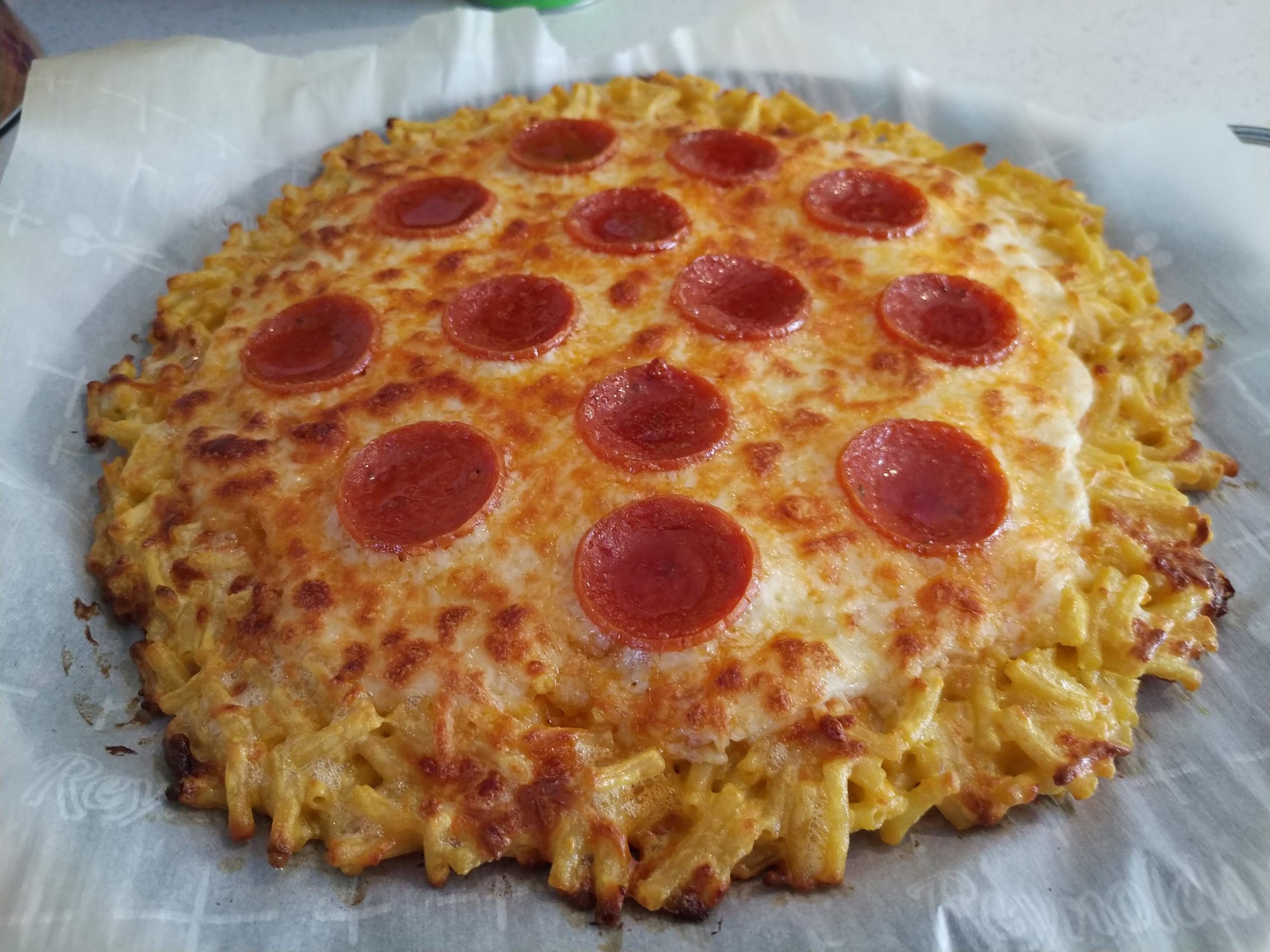 I didn't have any flour left to make pizza so here it is. The Mac and