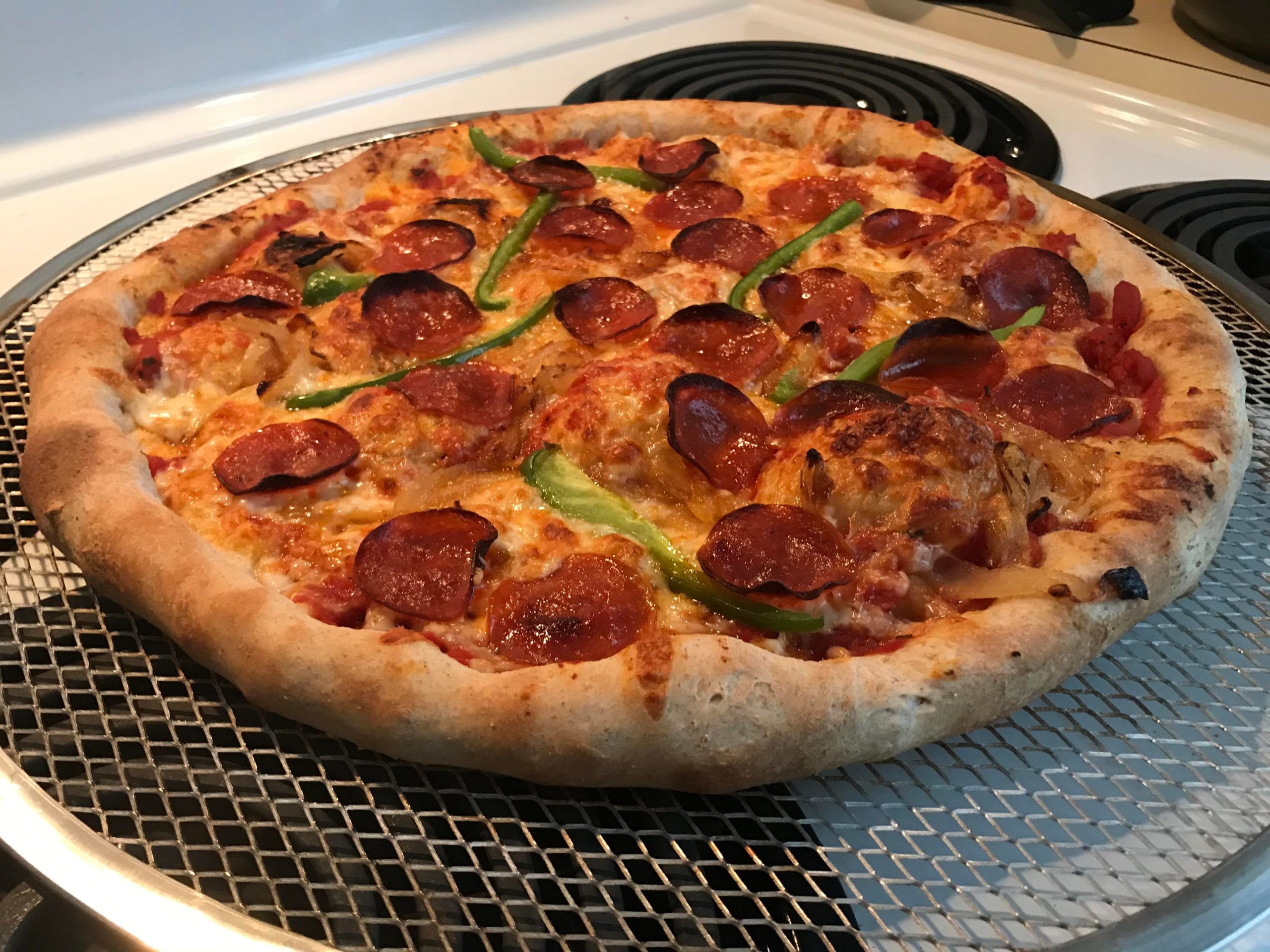 Pepperoni, Green Pepper, Caramelized Onions Dining and Cooking