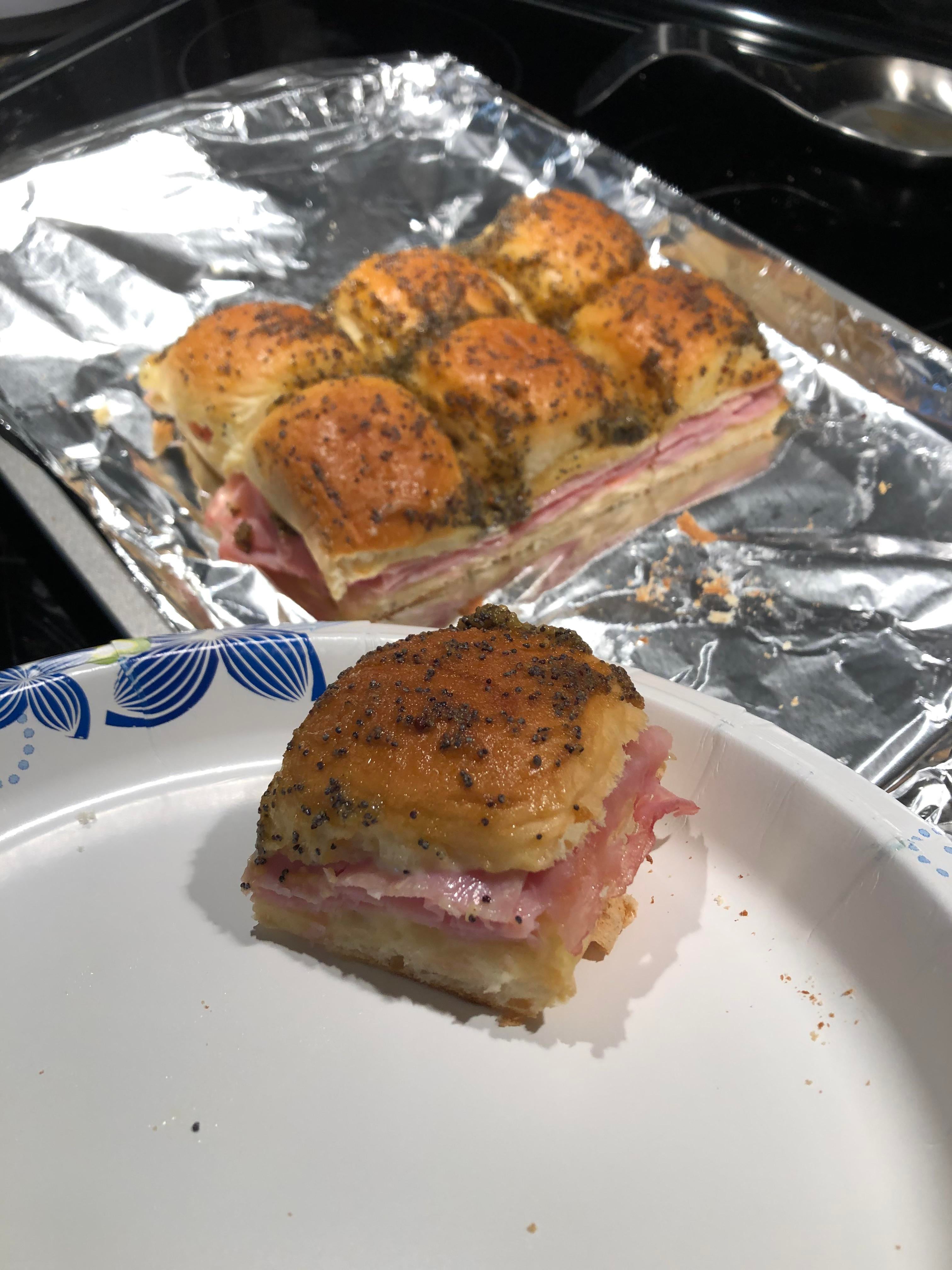 Smoked maple mustard and poppy seed glazed ham and aged Swiss Hawaiian