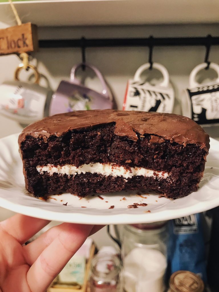 First attempt at a vegan jos louis! Turned out a little big but it’s pretty close to the real thing