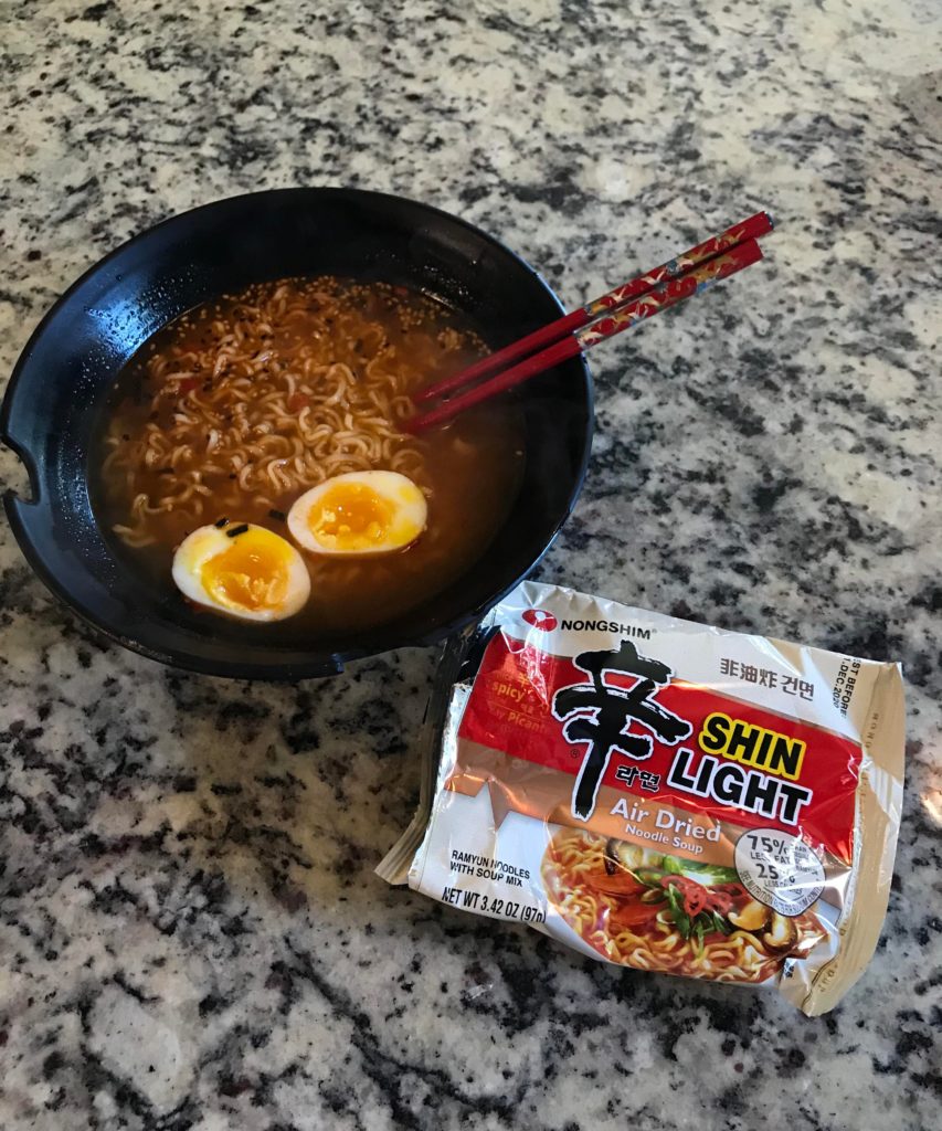 The best way to get my instant noodle fix - Shin light ramen (400 cal w/ egg)
