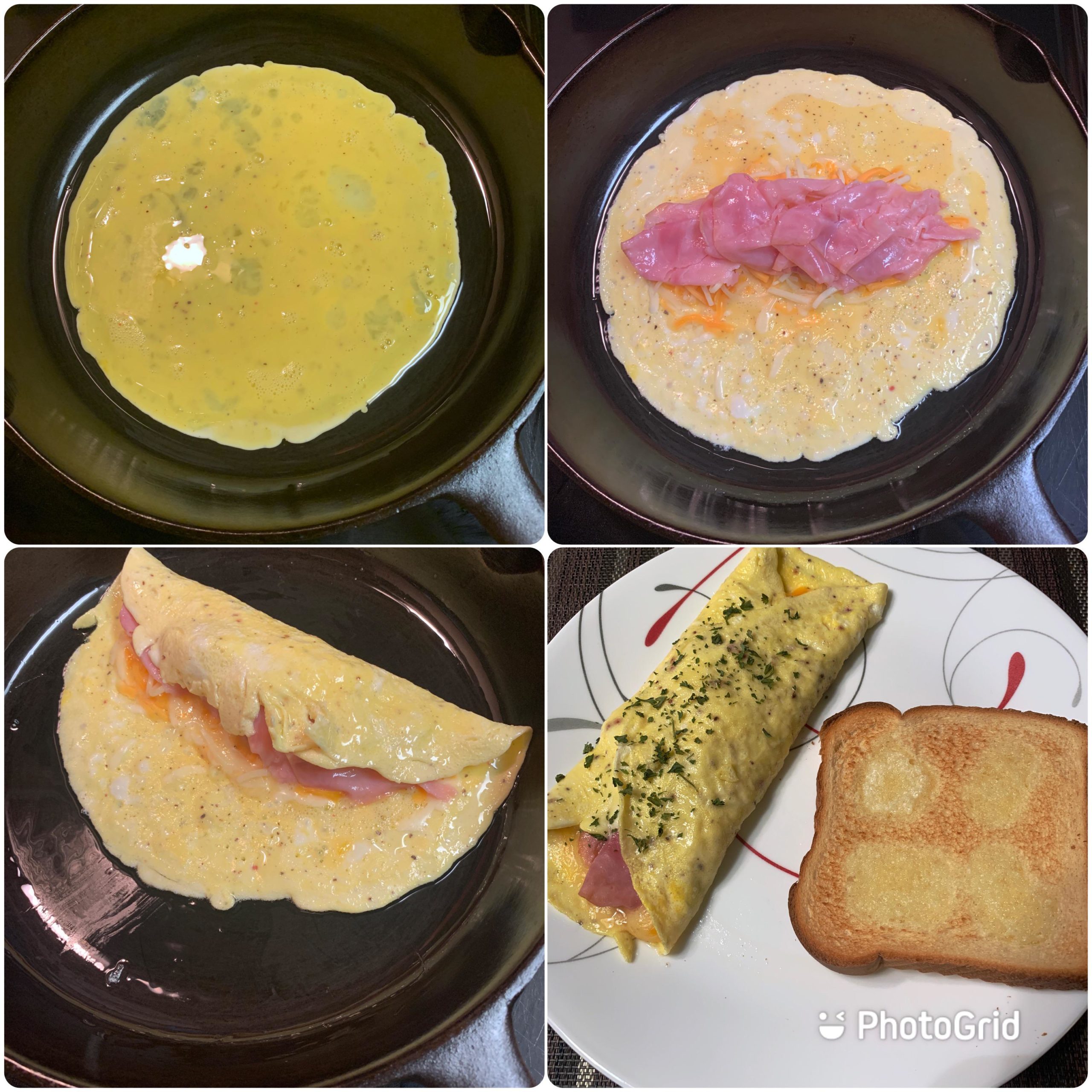 Tonight’s dinner was just a simple ham and cheese omelette with some