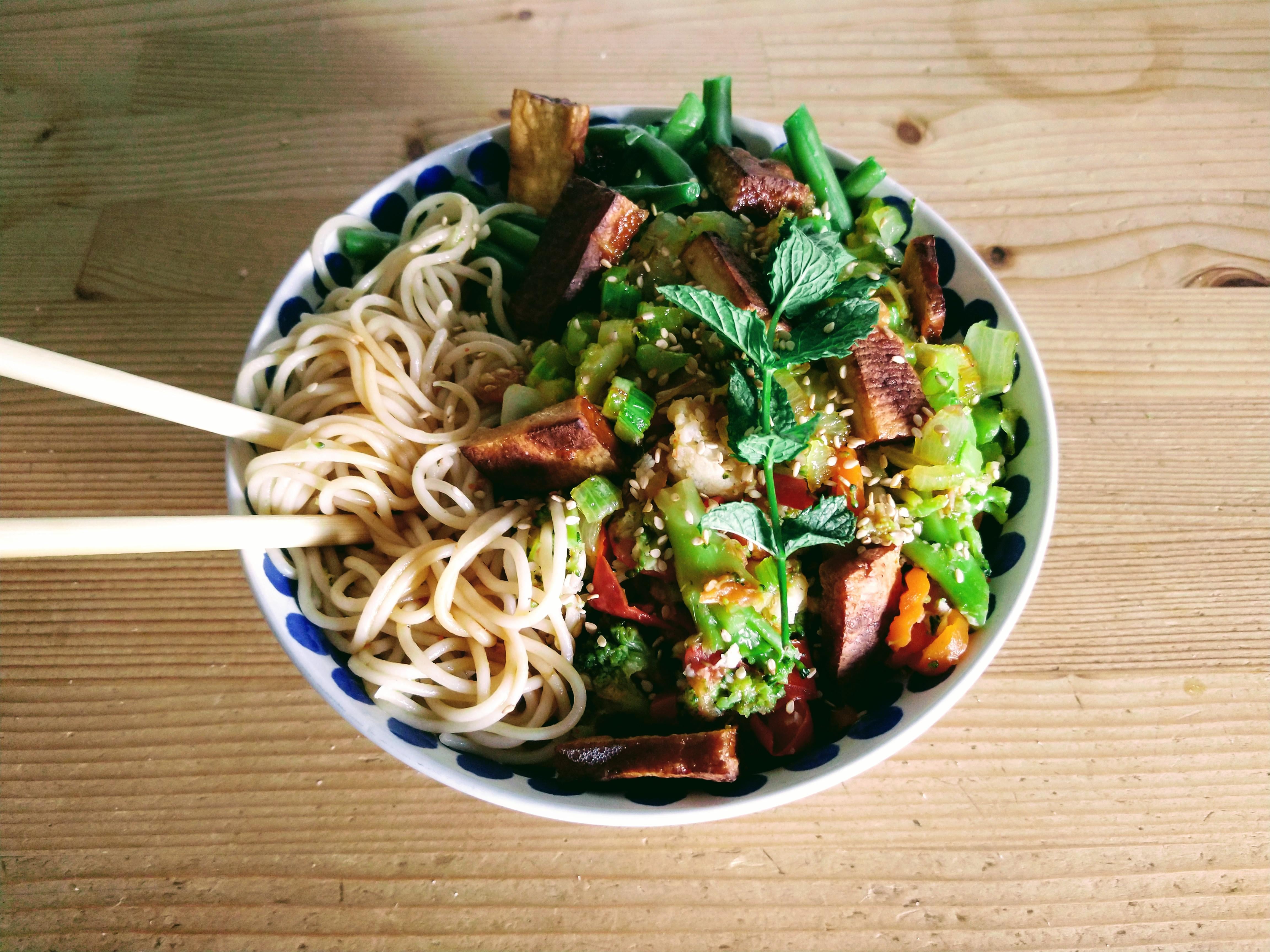 Vegetables & Grilled Tofu Pasta:) - Dining and Cooking