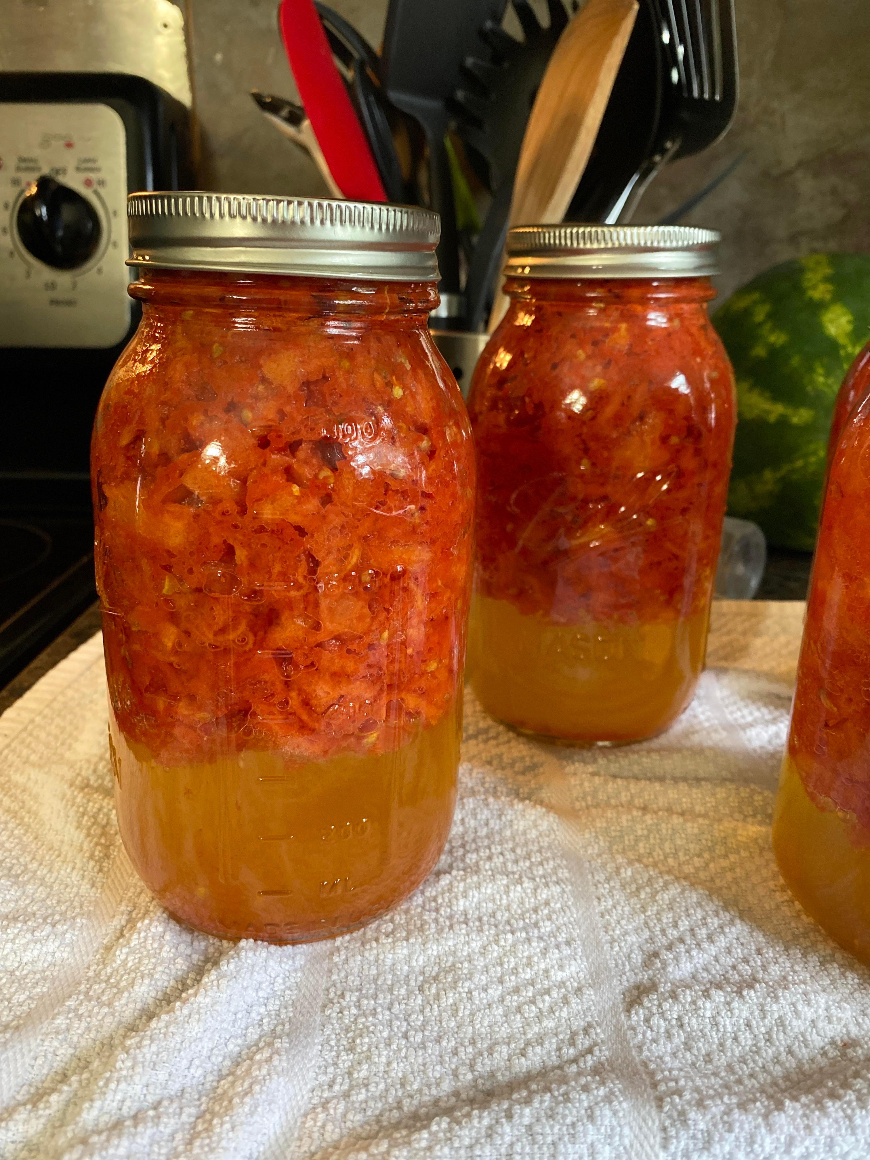 First time doing tomatoes in their juice does this look normal