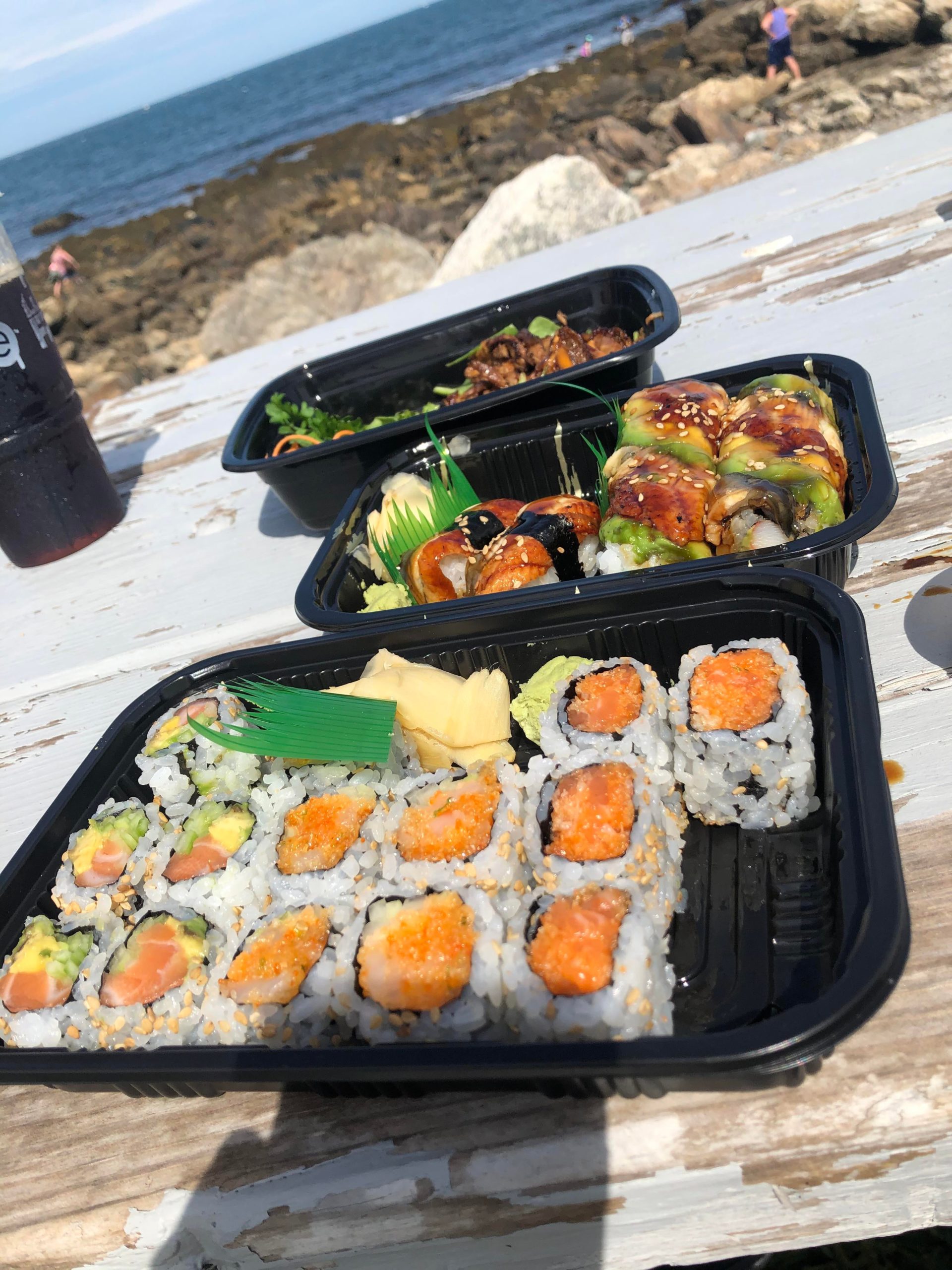 What could be better than safely enjoying sushi at the beach? Dining