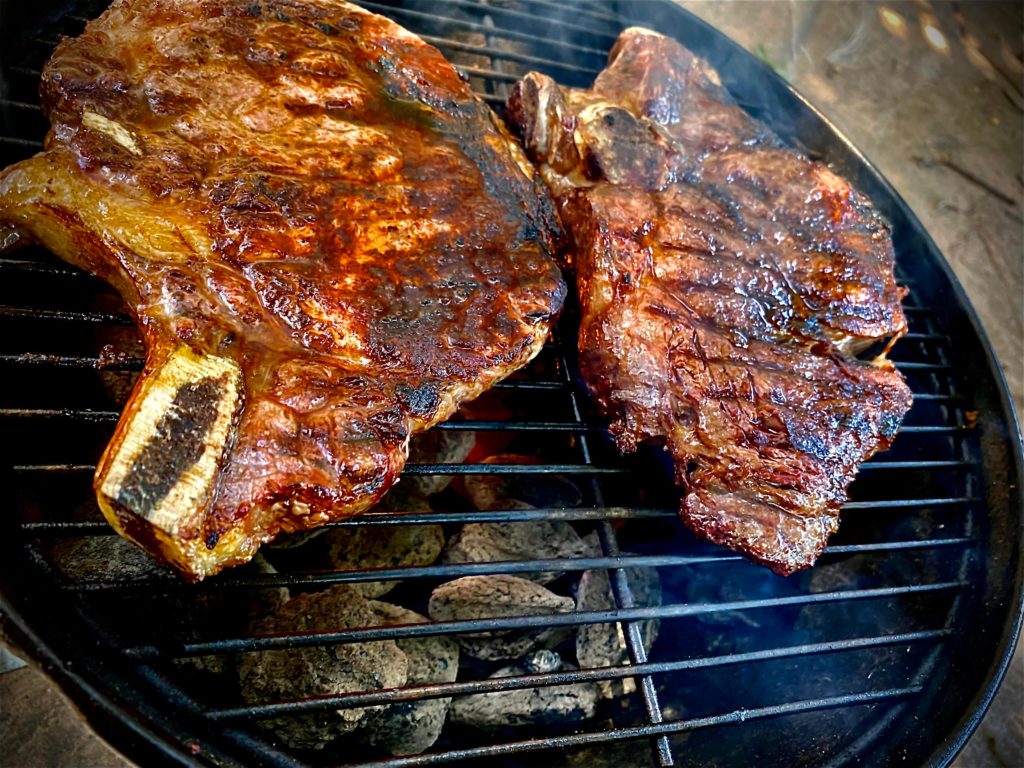 Ribeye over charcoal.