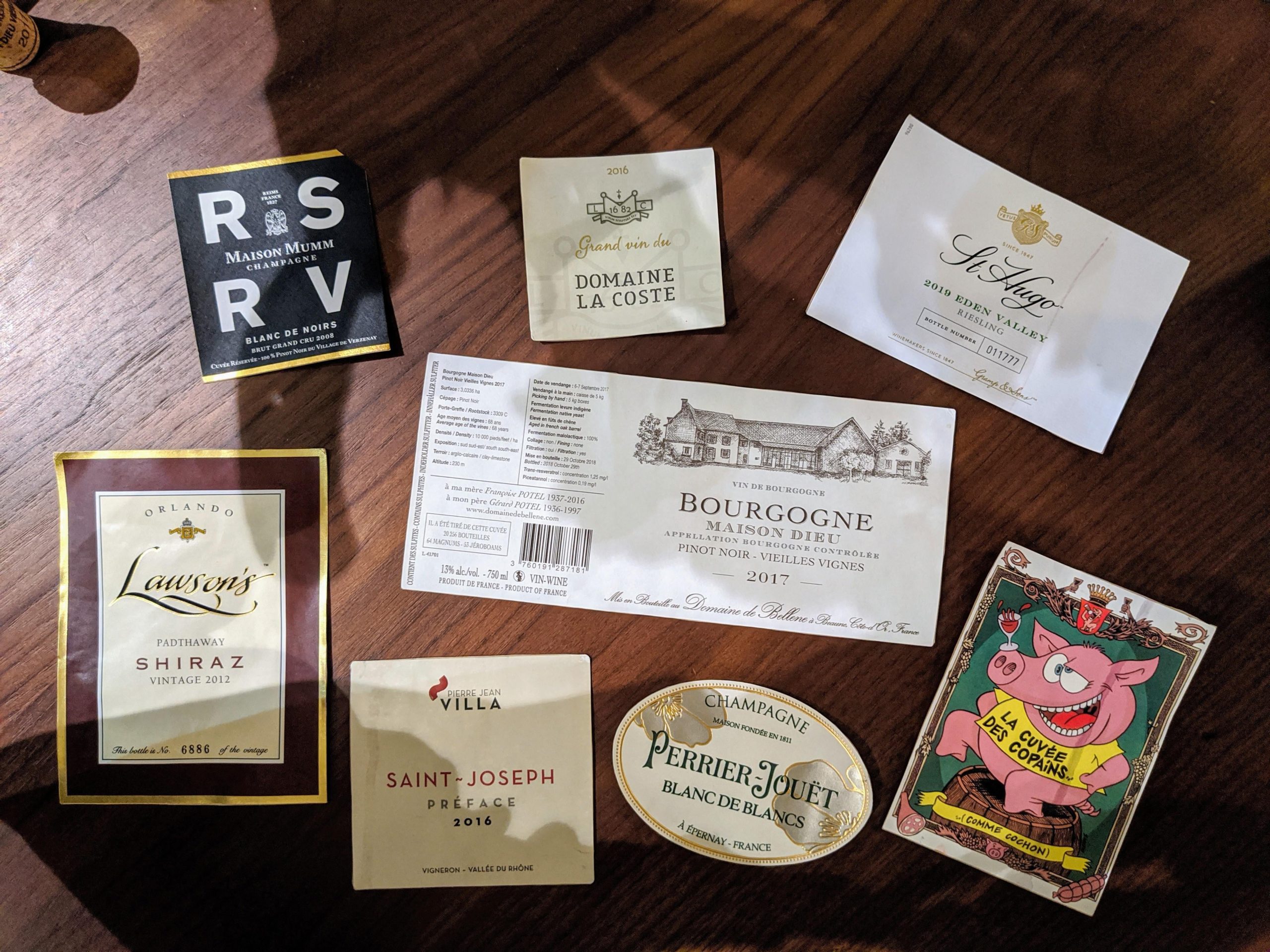 Started to save the labels of the wines my partner and I have enjoyed